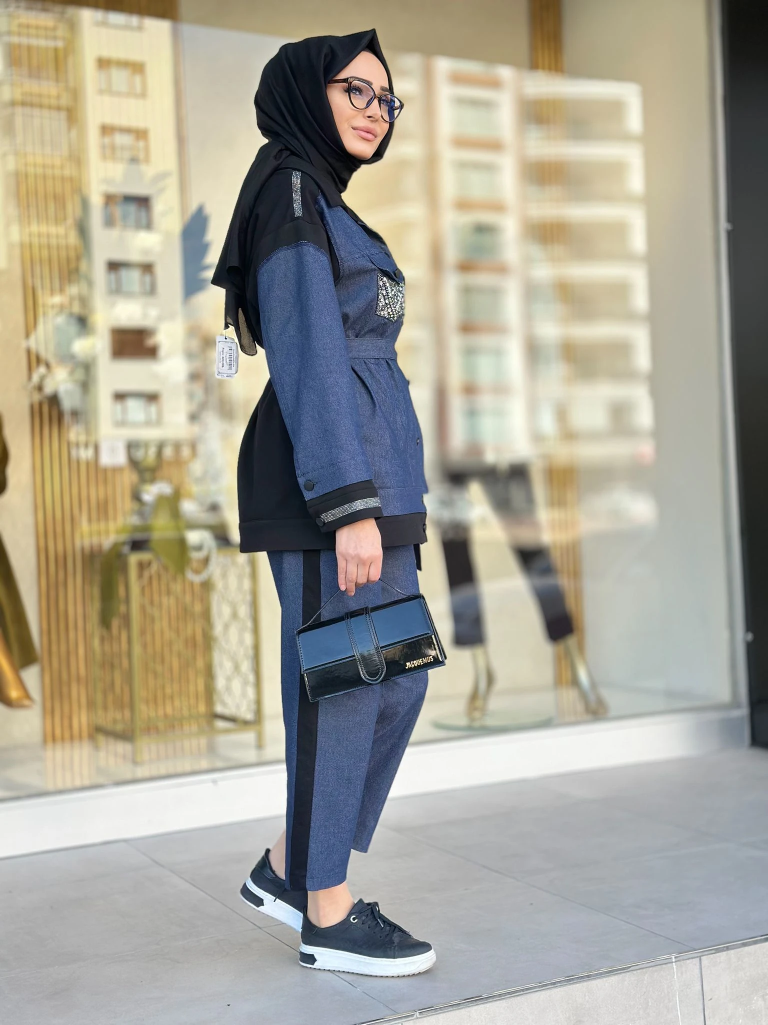 Cepleri Taşlı Jean Pant. Takım-Tac 7969