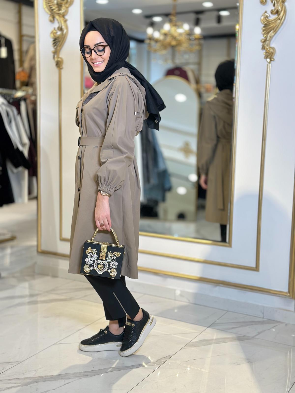 Cep Det. Kapşonlu Trenç-Tac 7968