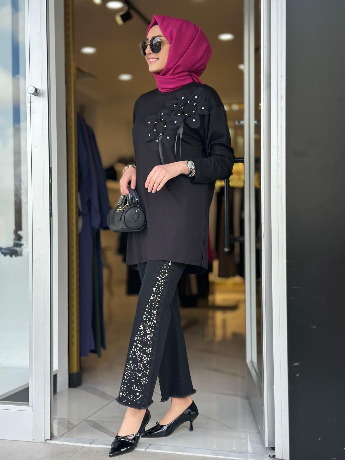 Omzu Çiçekli Tunik-Tac 2500