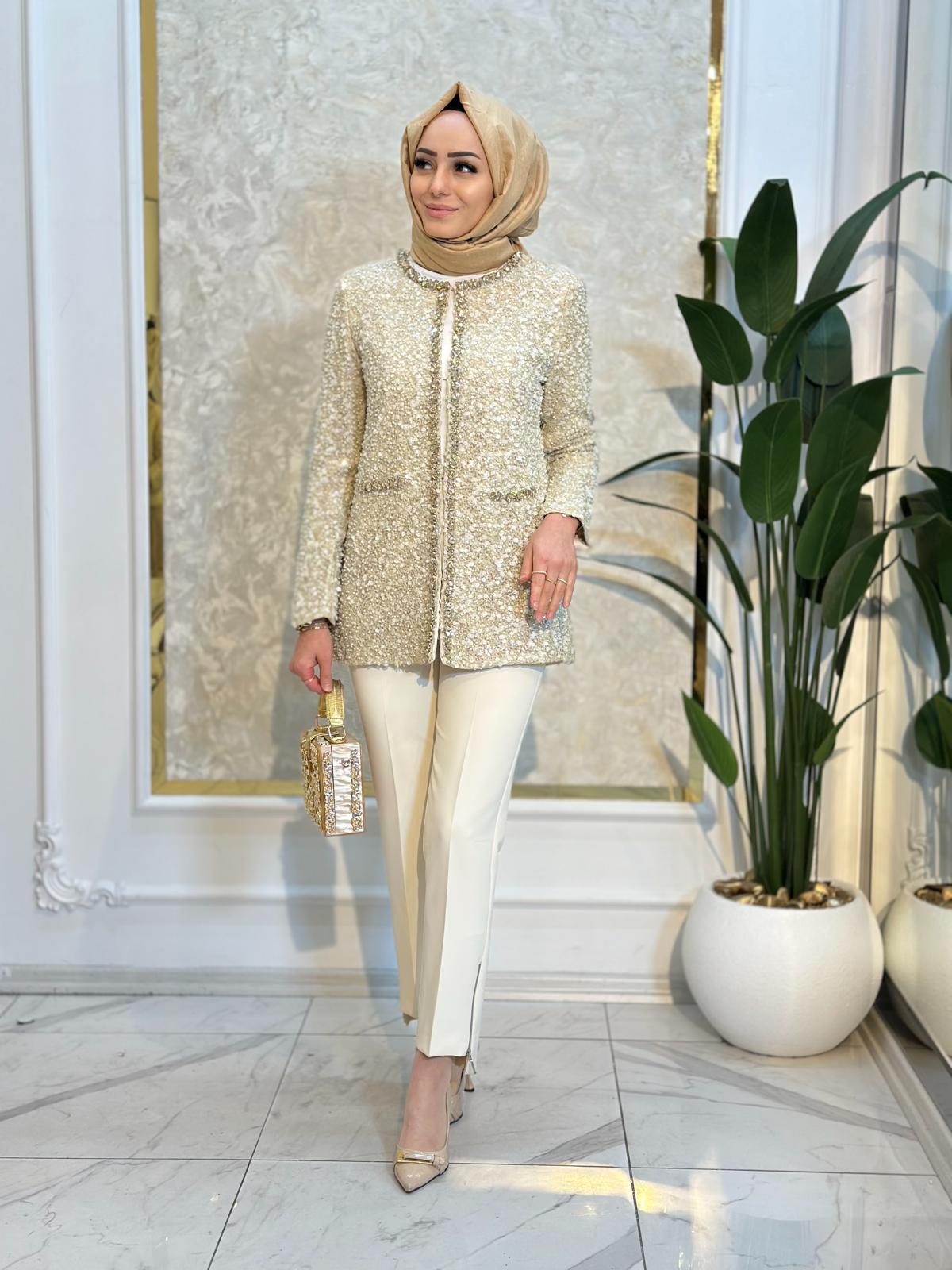 İthal İncili Ceket-Tac 54198