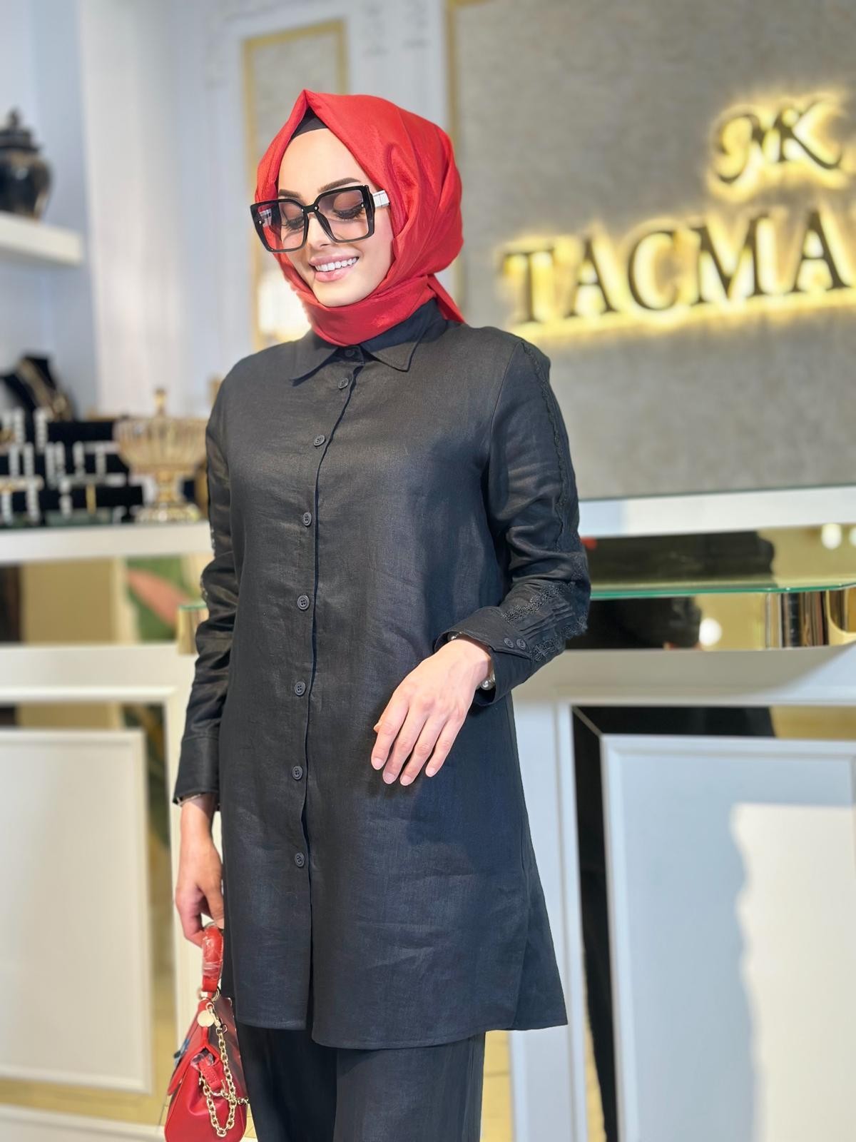 Keten Pant.Güpür Takım-Tac 3086