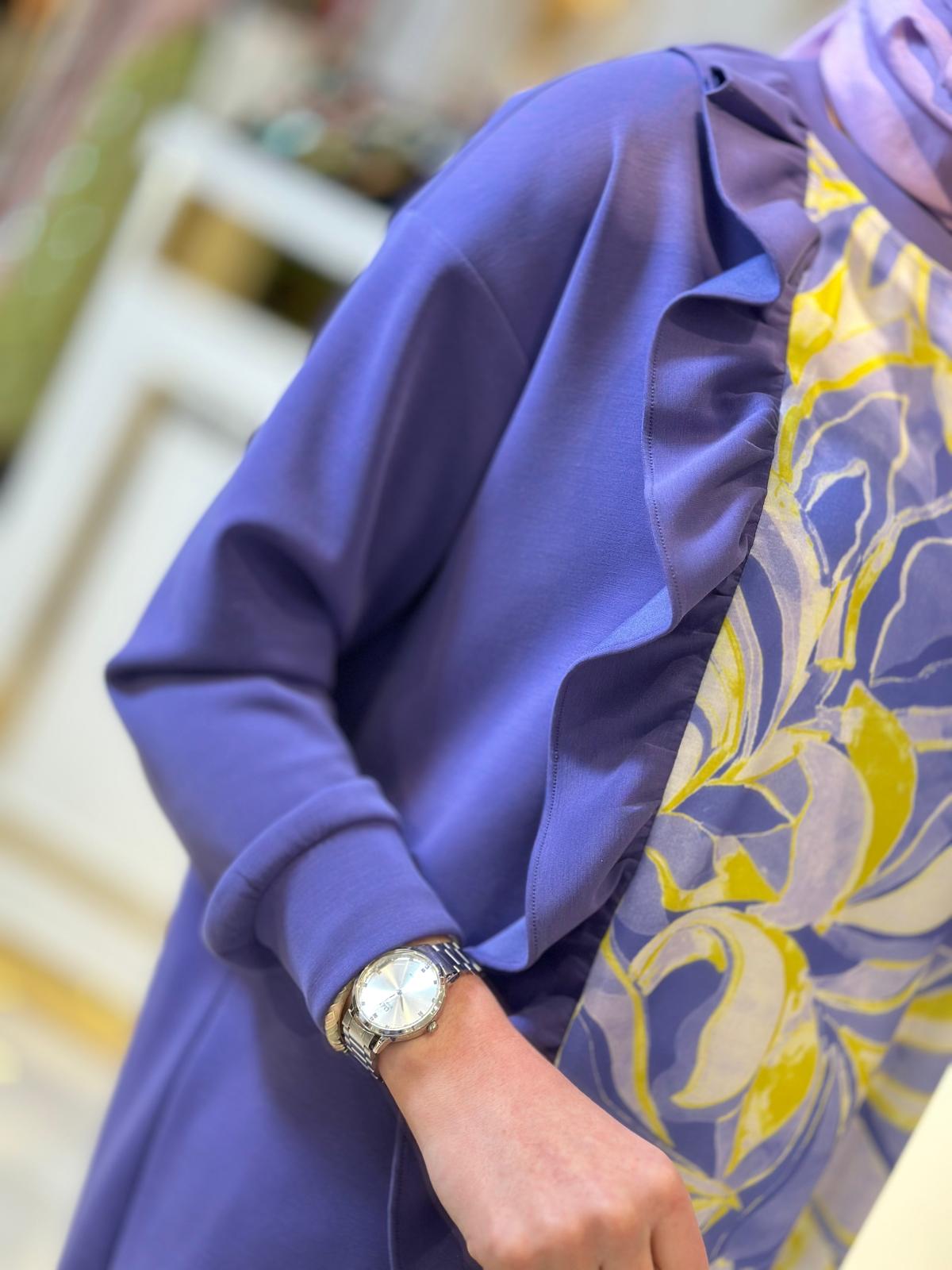 Desenli Yan Fırfırlı Tunik-Tac 2076