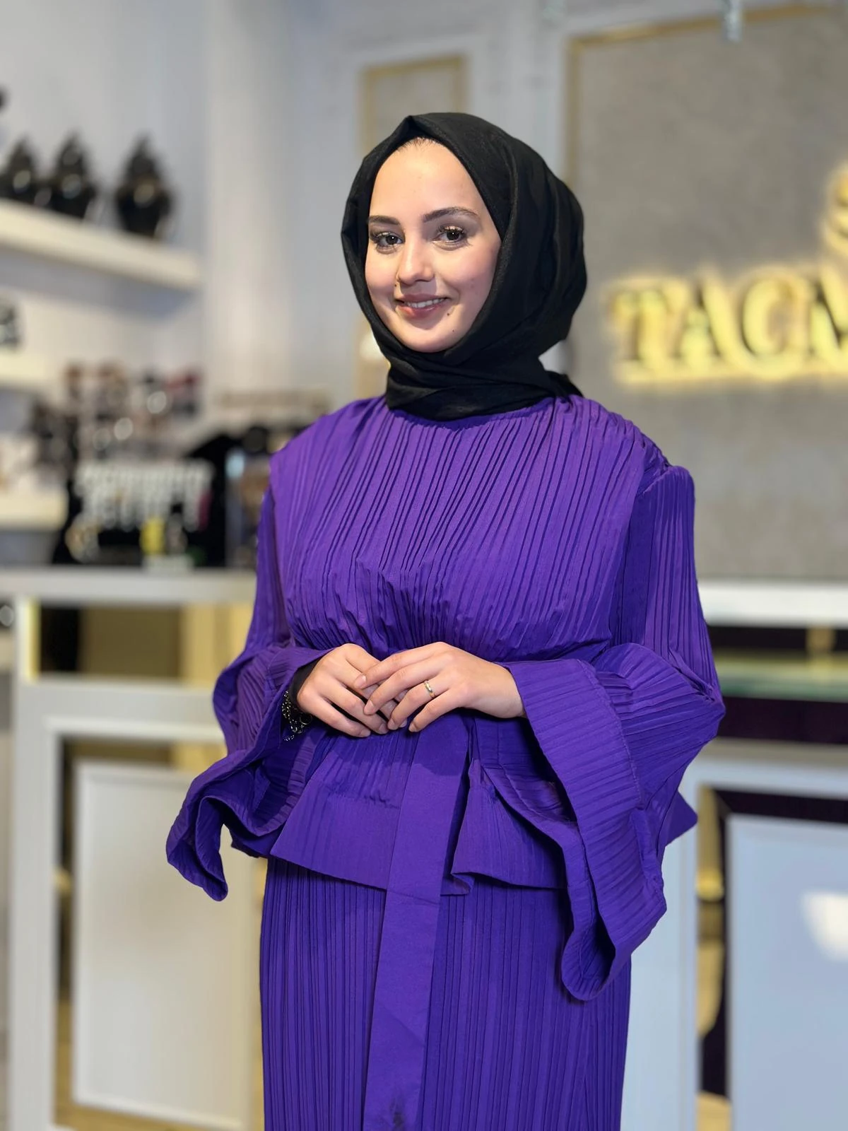 Pliseli Mor İthal Takım-Tac 85251