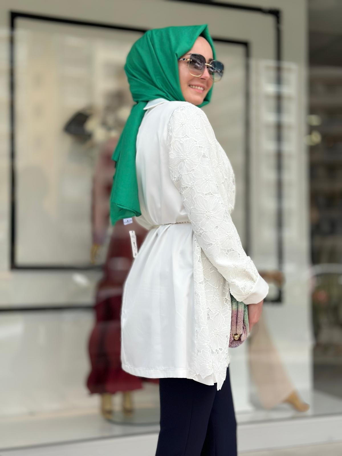 Tül Kemerli Tunik-Tac 4191