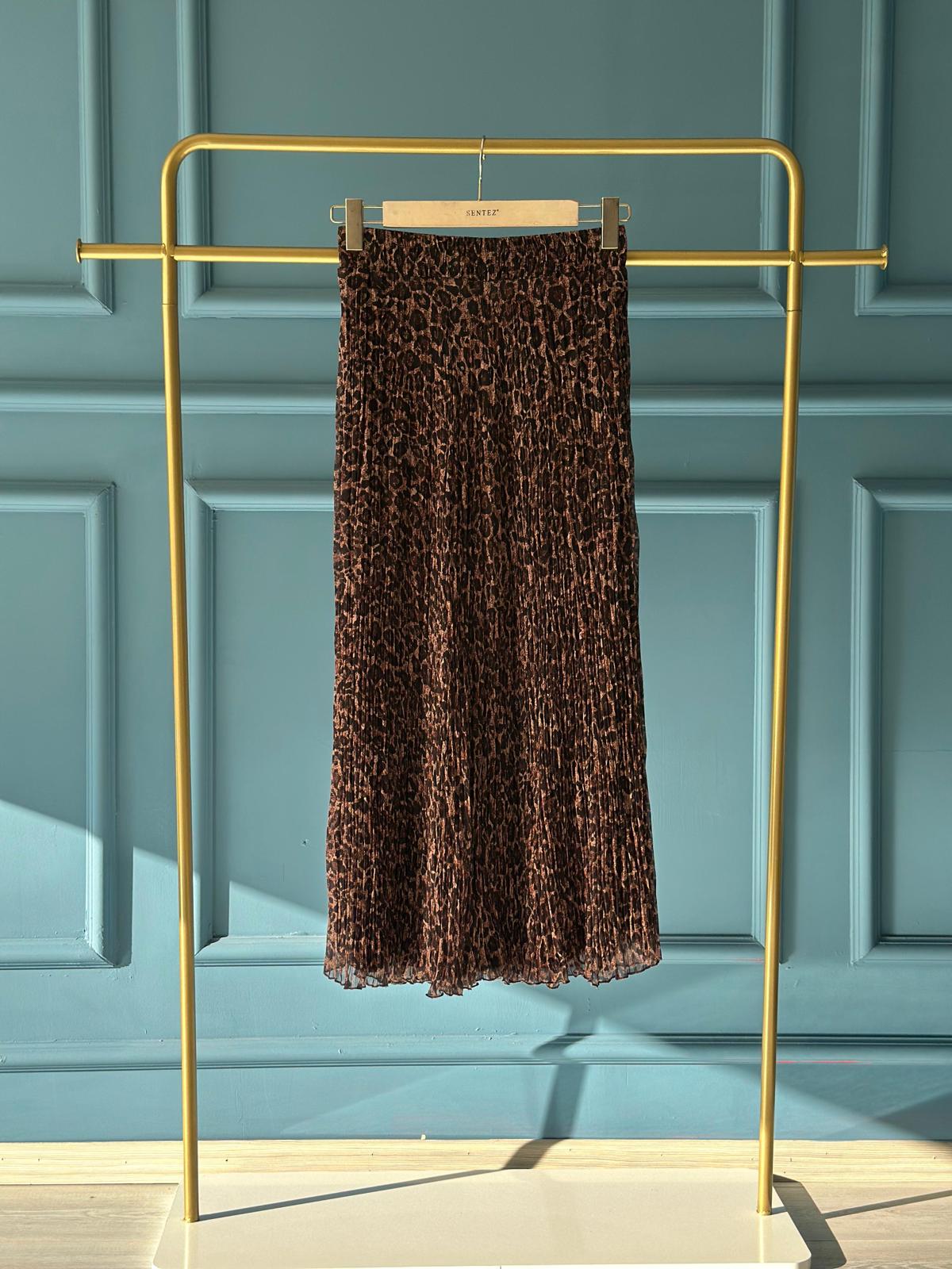 Leopar Kırıştırma Etek-Tac 05432