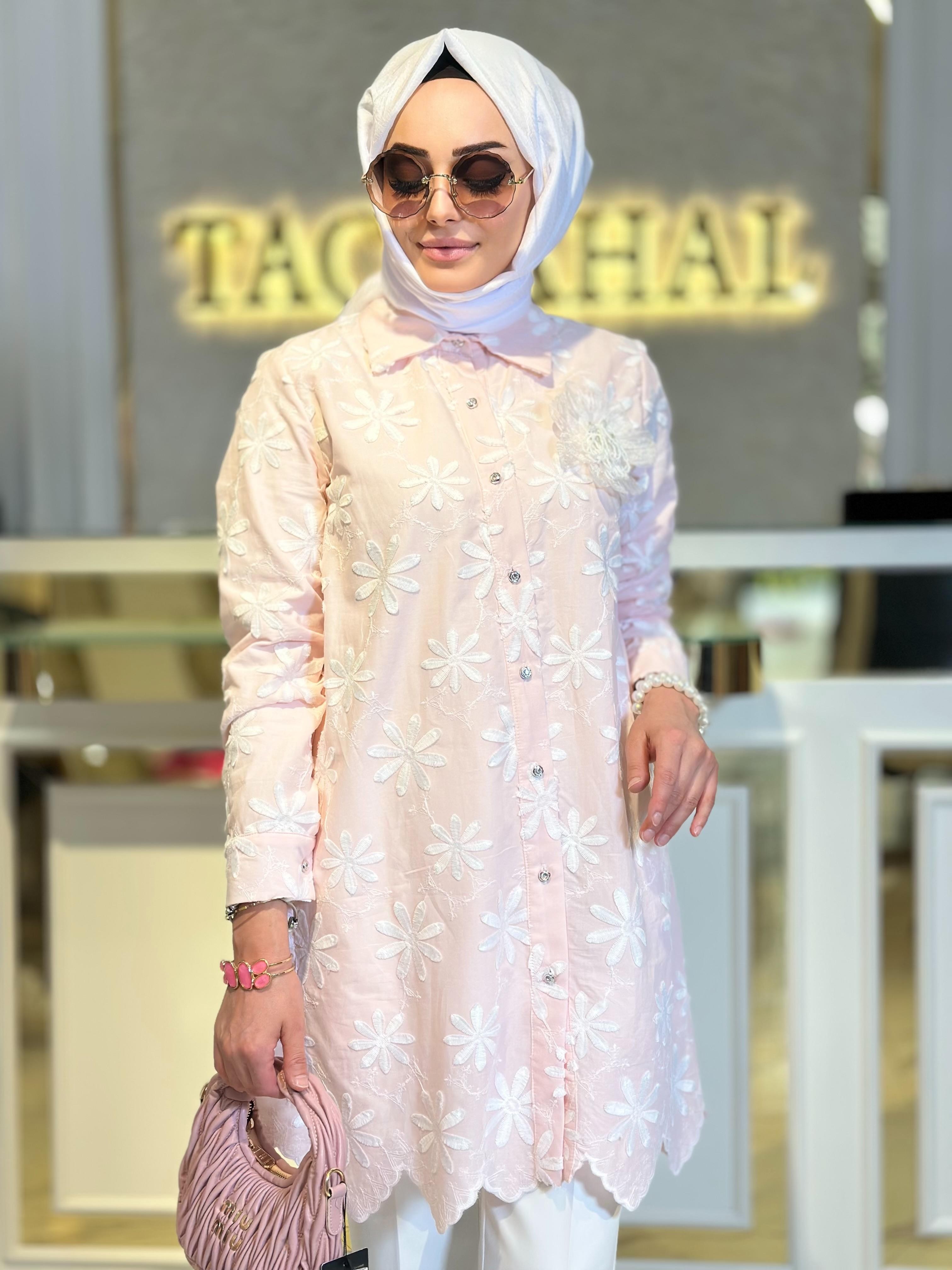 Papatya Desenli Ceket-Tac 3218 - Pembe
