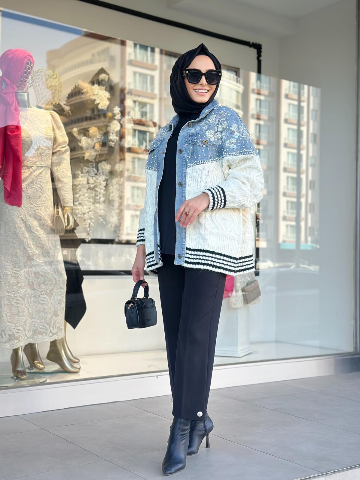 Örgü Det.İthal Kot Ceket-Tac 95138