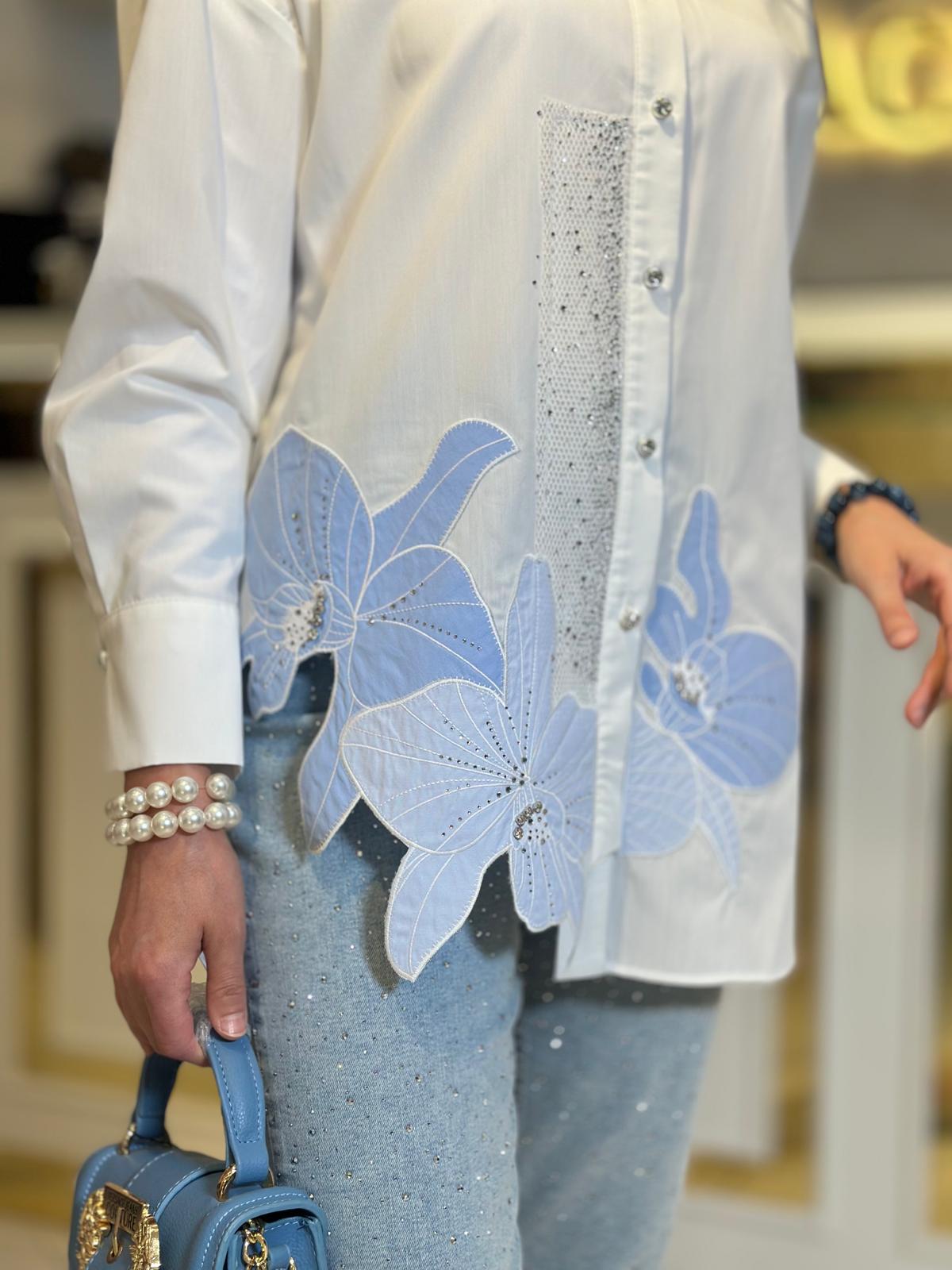 Nakışlı Taşlı Gömlek-Tac 8704