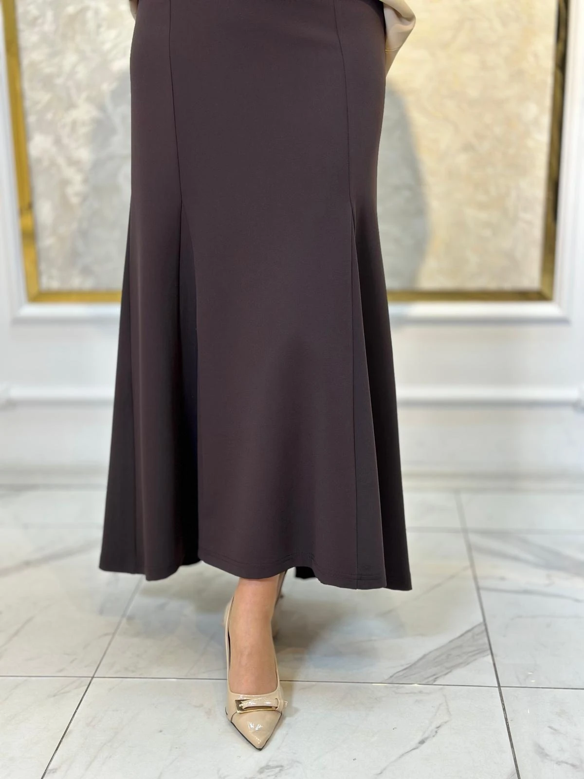 Lena Üçgen Parçalı Etek-Tac 5458 - KAHVERENGİ