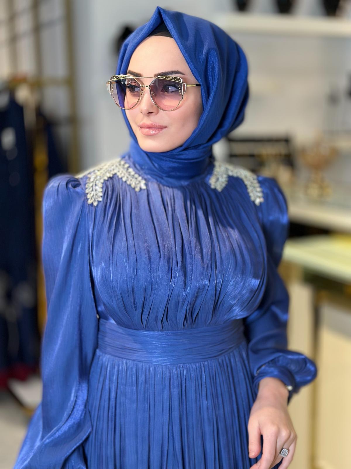 Omzu Taşlı Tül Abiye-Tac 17028