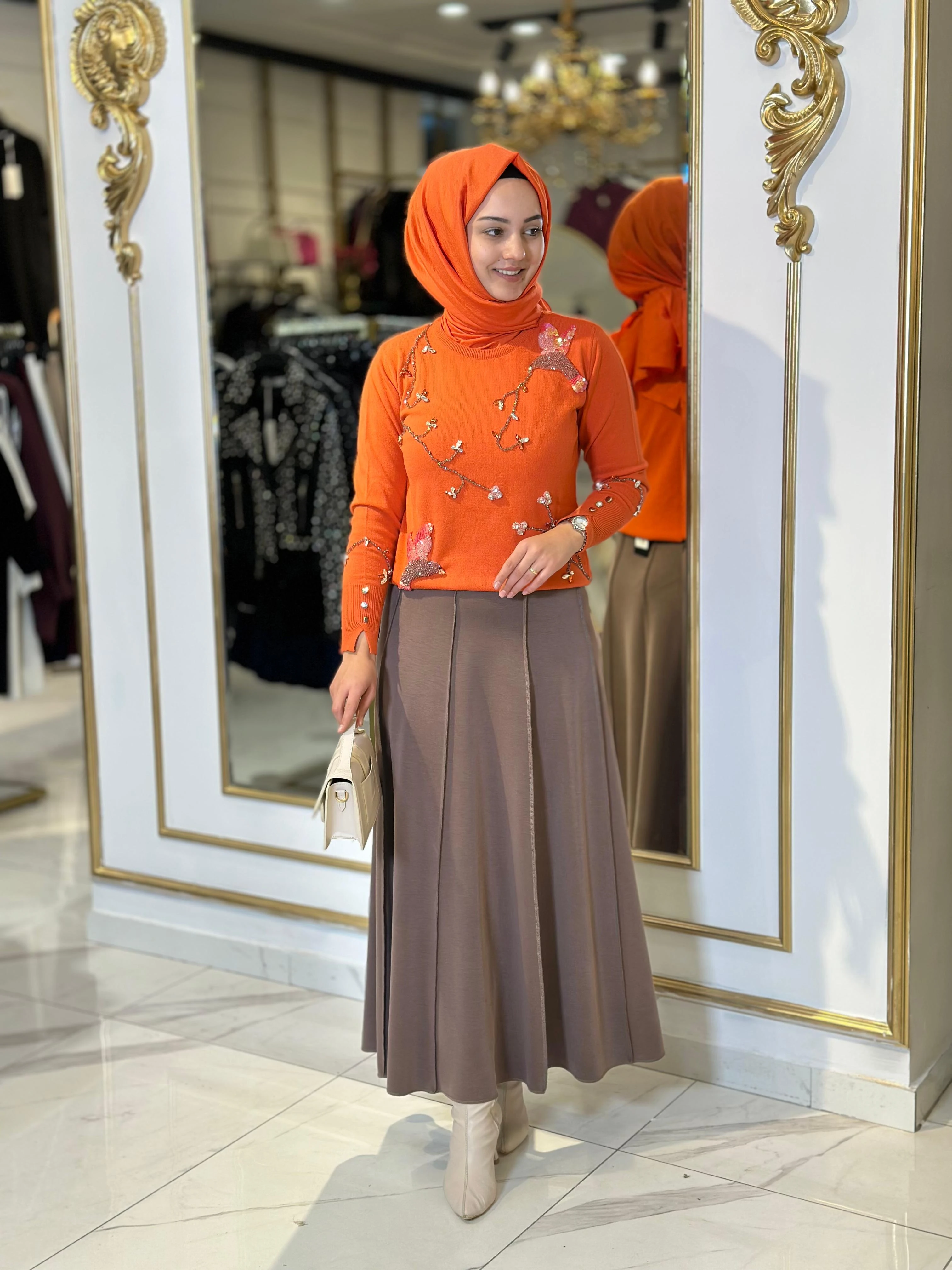 Kuş Boncuk Det.Triko Bluz-Tac 17017