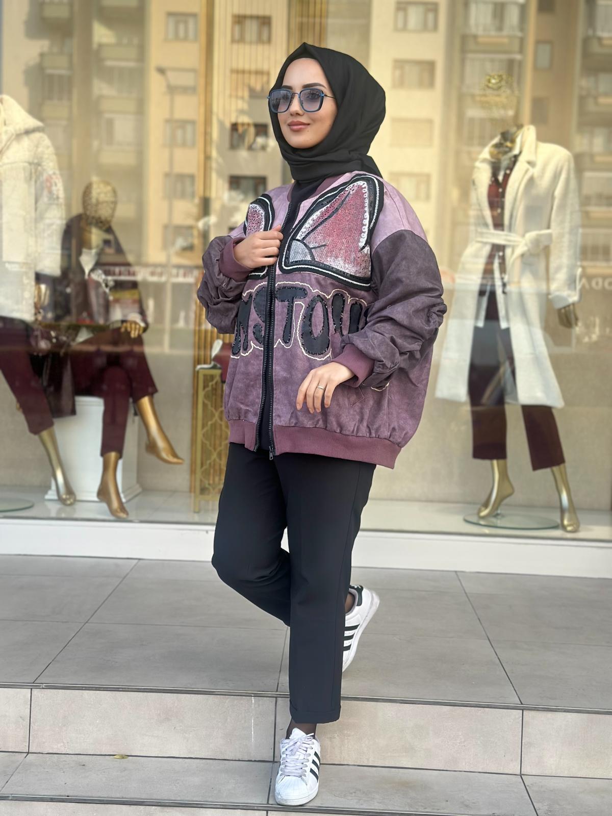 İthal Boomber Ceket-Tac 52646 - Pembe