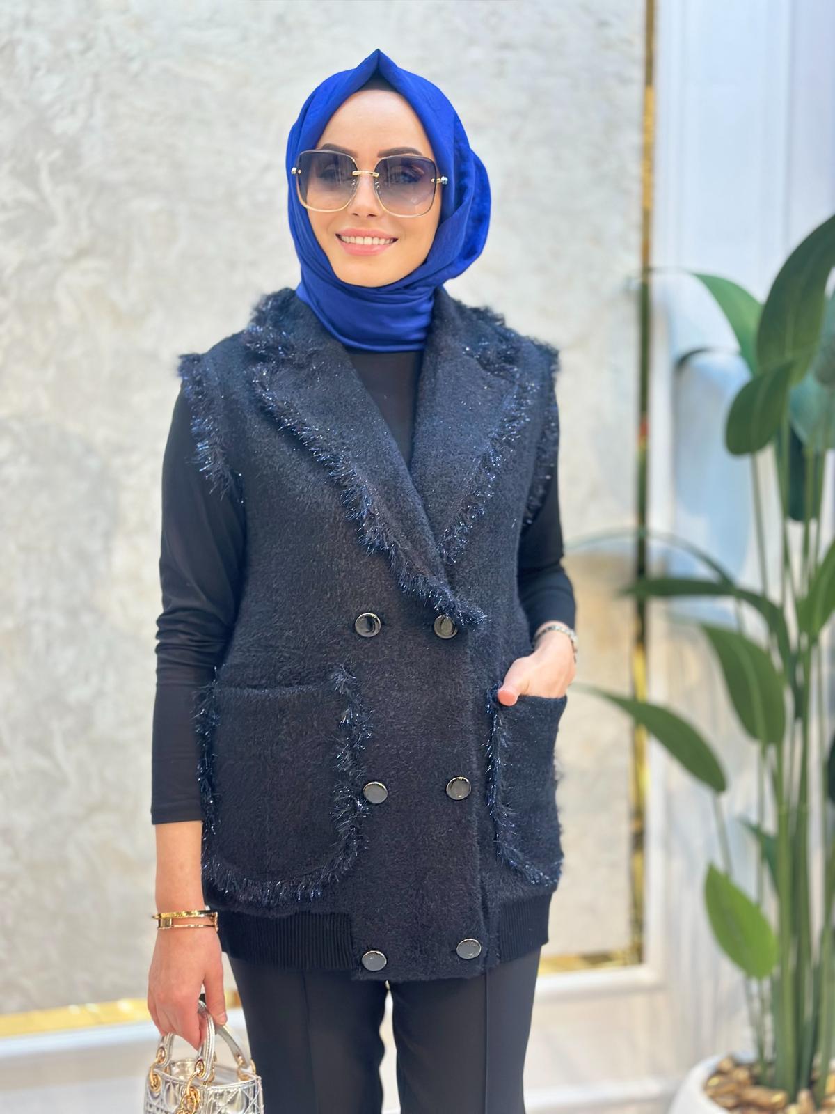 Kruvaze Düğme Det.Yelek-Tac 20763