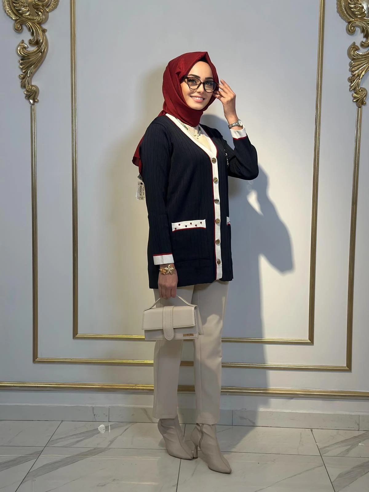 Şerit Det.Düğmeli Hırka-Tac 17023