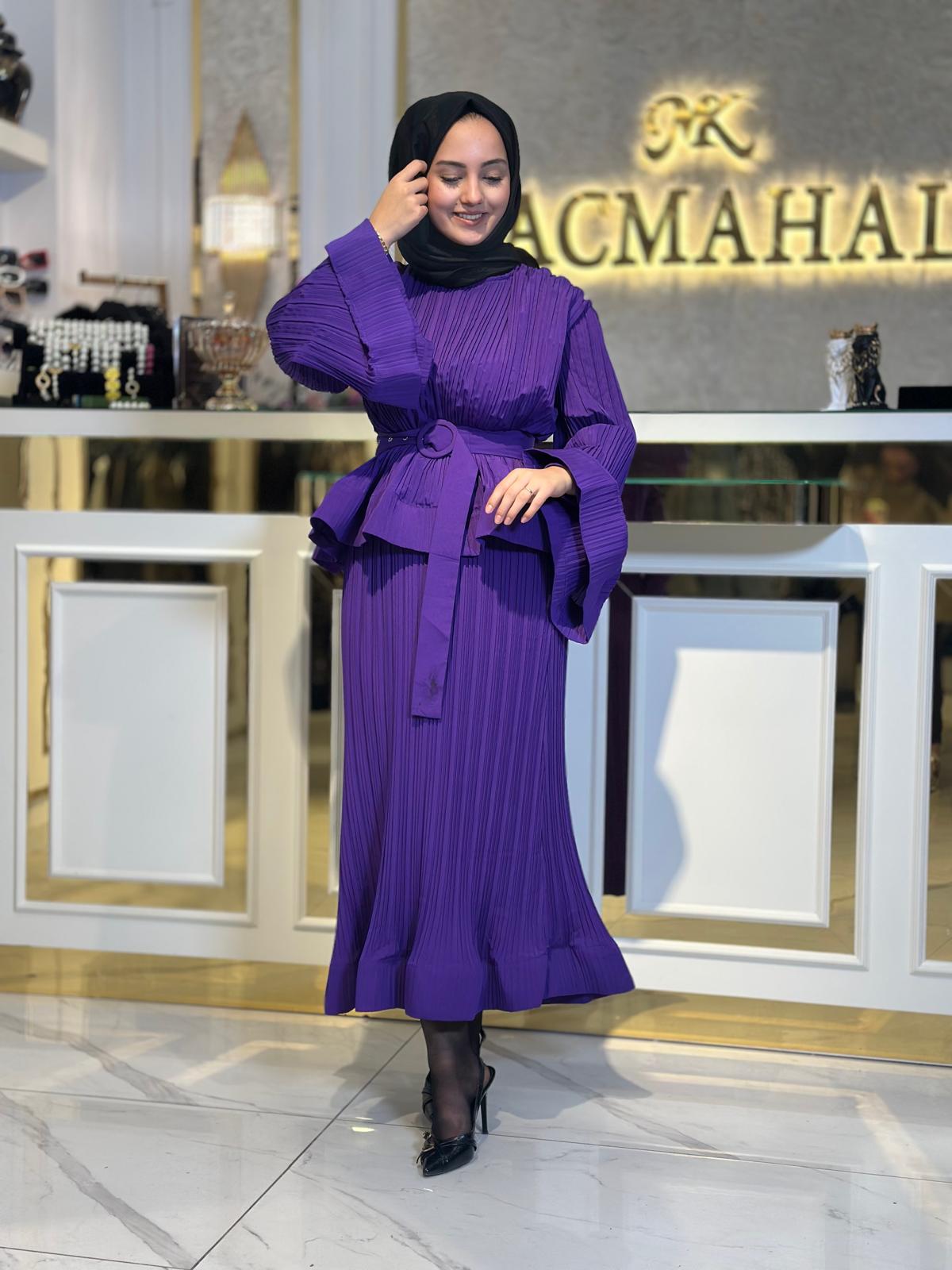 Pliseli Mor İthal Takım-Tac 85251