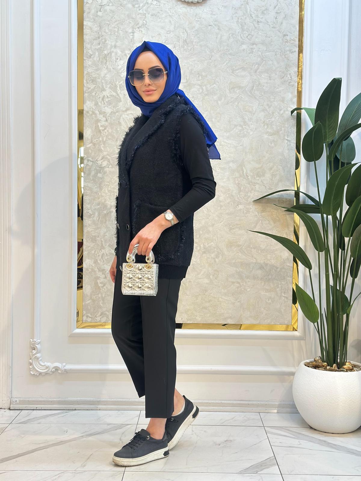 Kruvaze Düğme Det.Yelek-Tac 20763