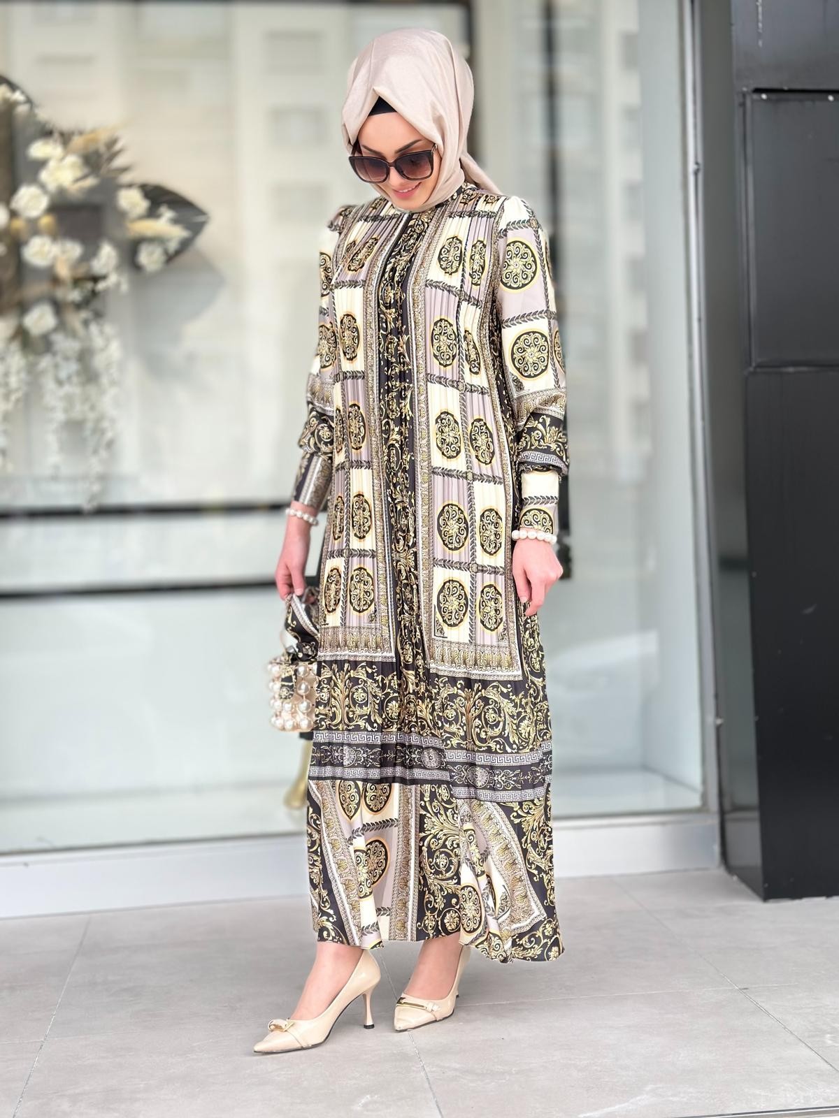 Versace Saten Elbise-Tac 49838