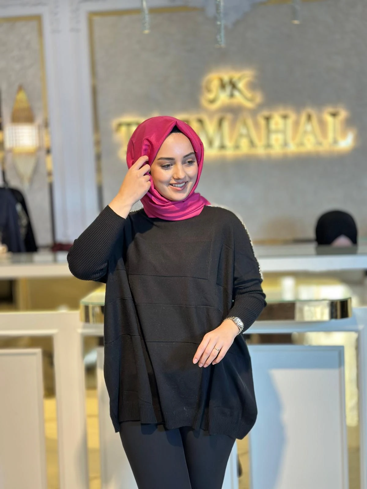 Taşlı Yarasa Kollu Triko Tunik-Tac 21737