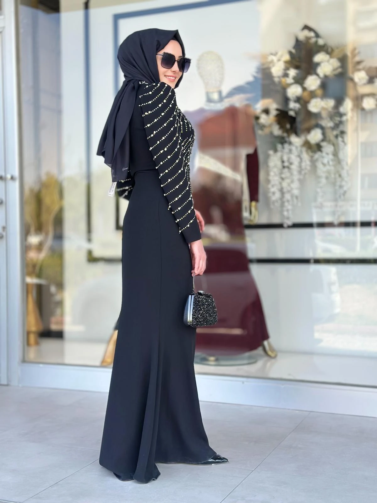 Üstü Ful Taşlı Abiye-Tac 4328