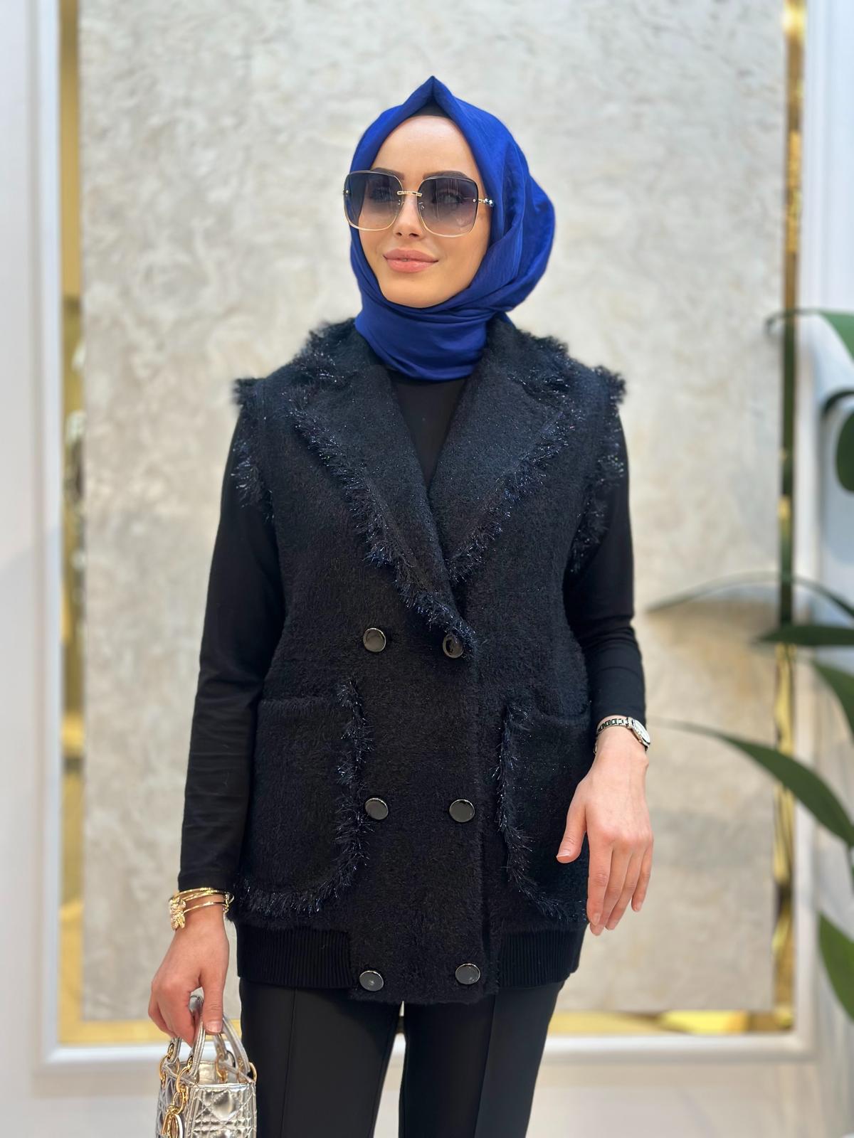 Kruvaze Düğme Det.Yelek-Tac 20763