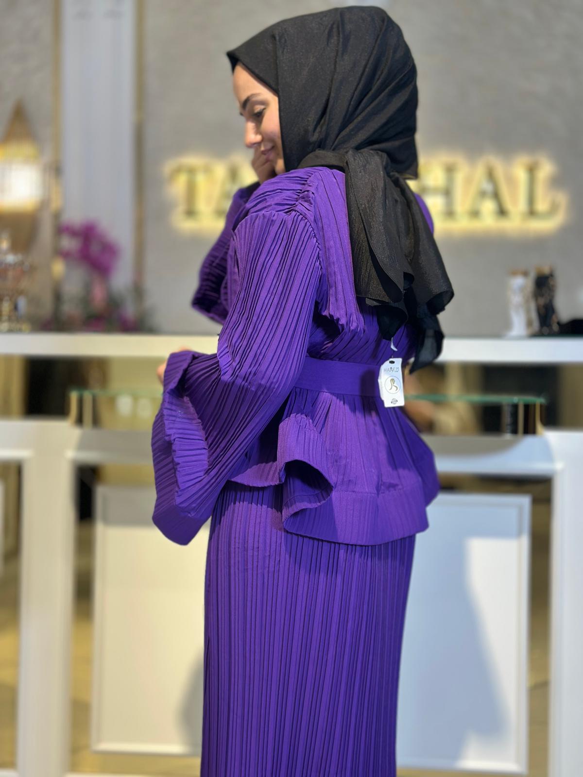 Pliseli Mor İthal Takım-Tac 85251