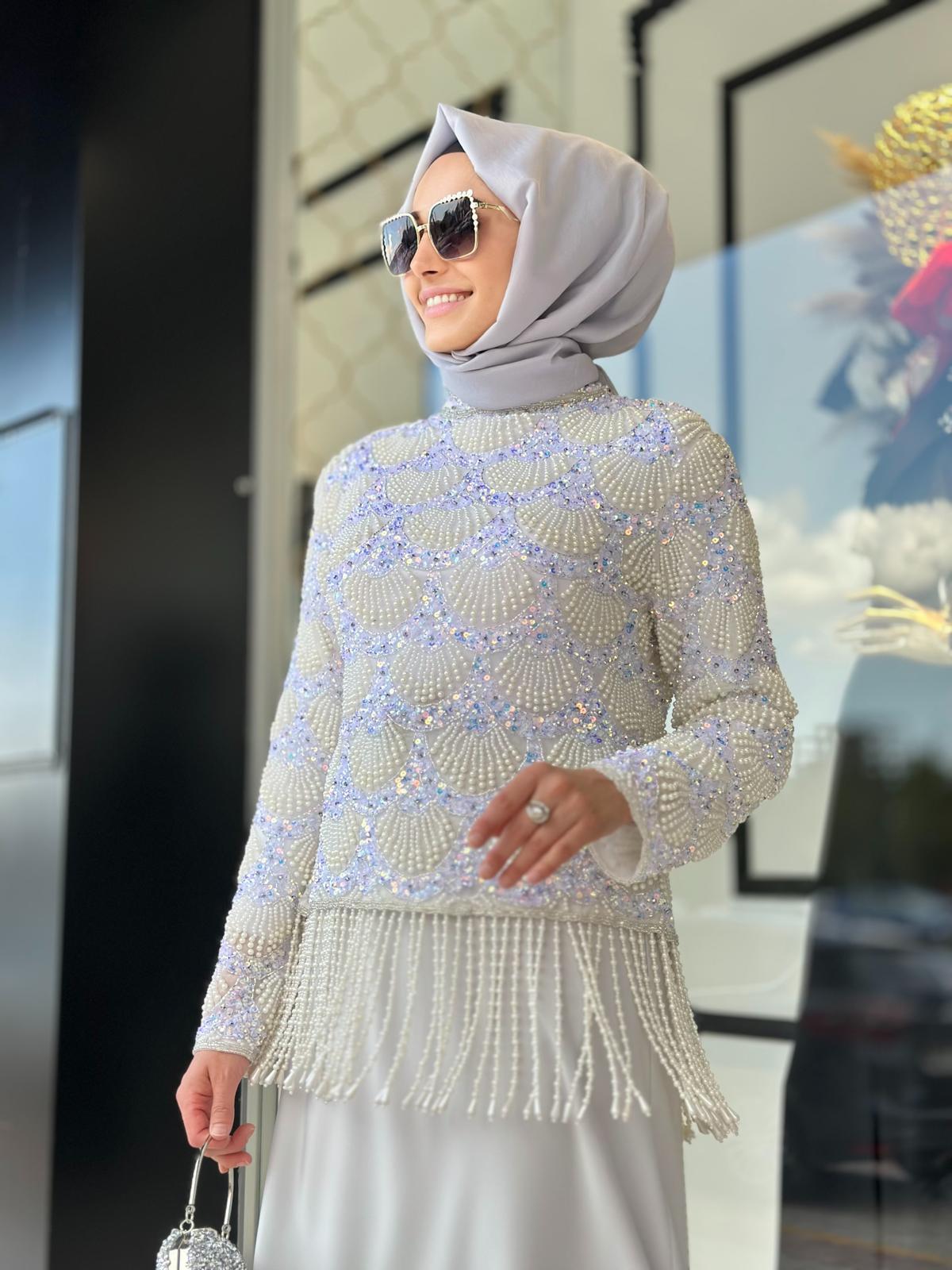 İşlemeli Ceket Abiye-Tac 85264