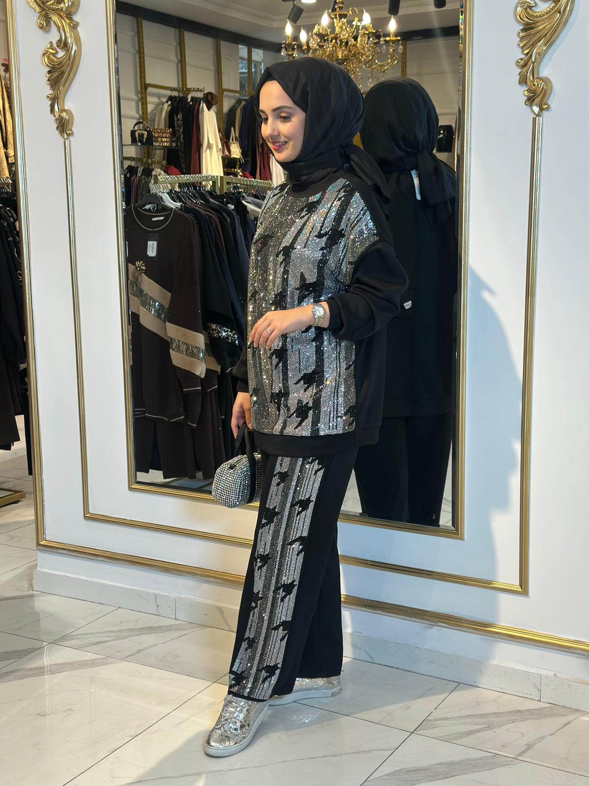 Taşlı Pant Takım-Tac 8158