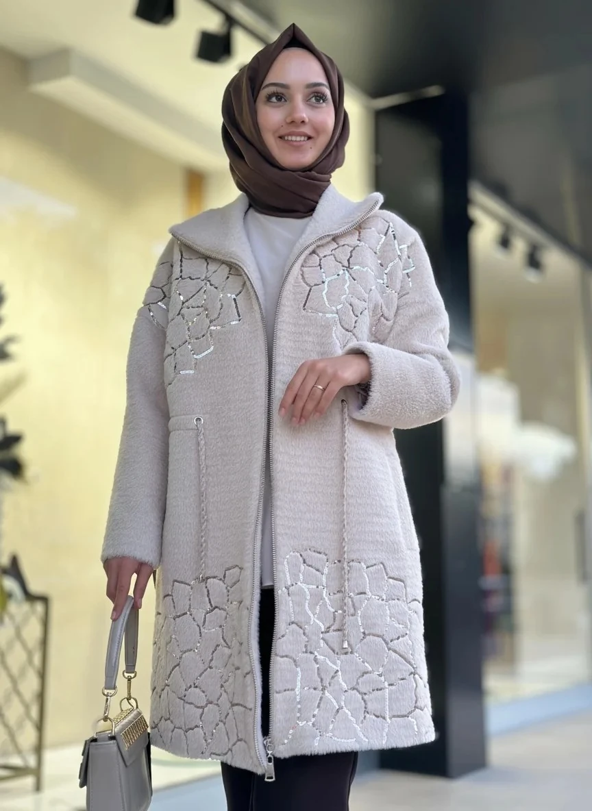 Angora Nakışlı Kürk-Tac 7067 - Bej