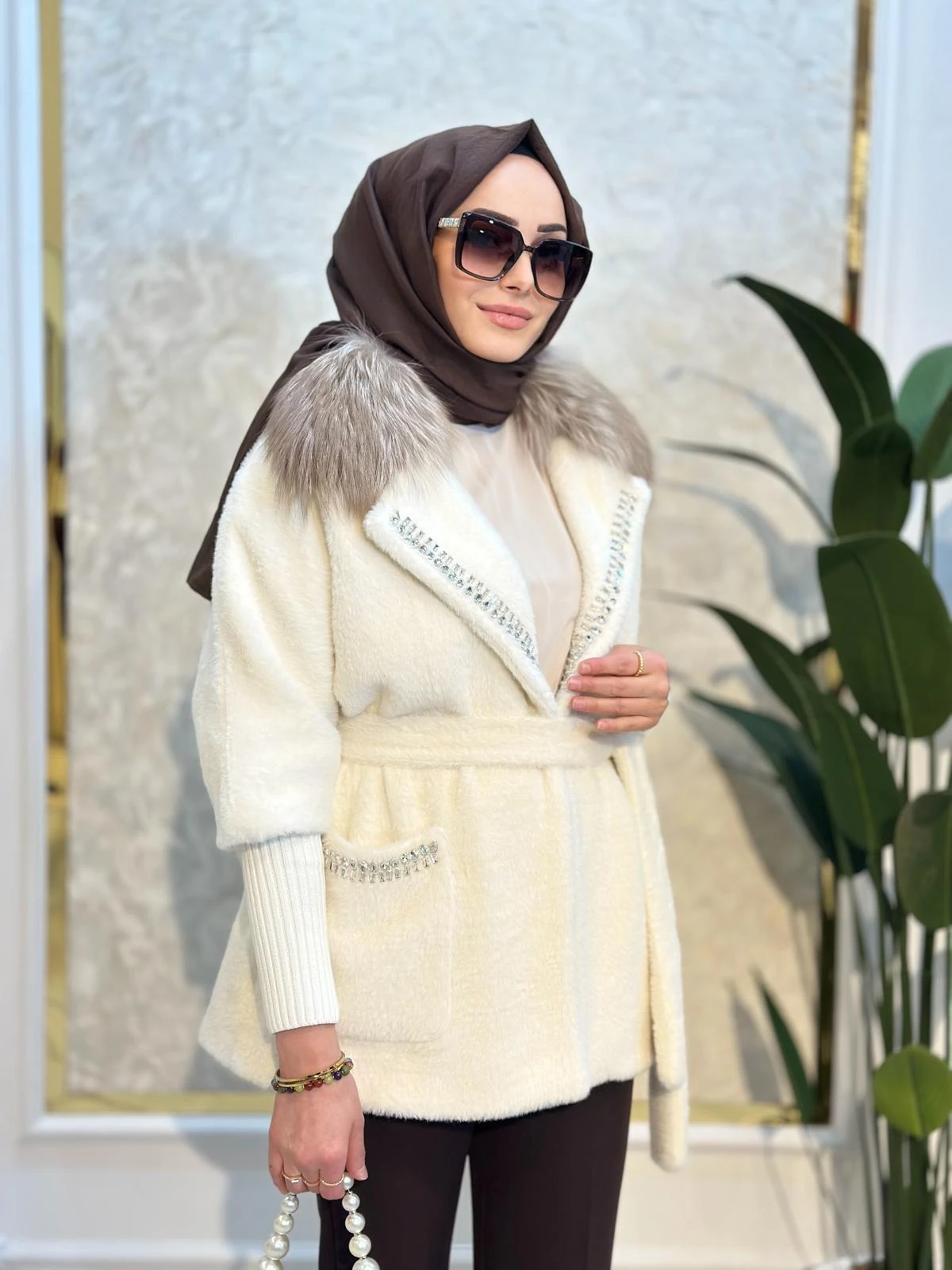 Kürklü Angora Kaban-Tac 7251 - Ekru