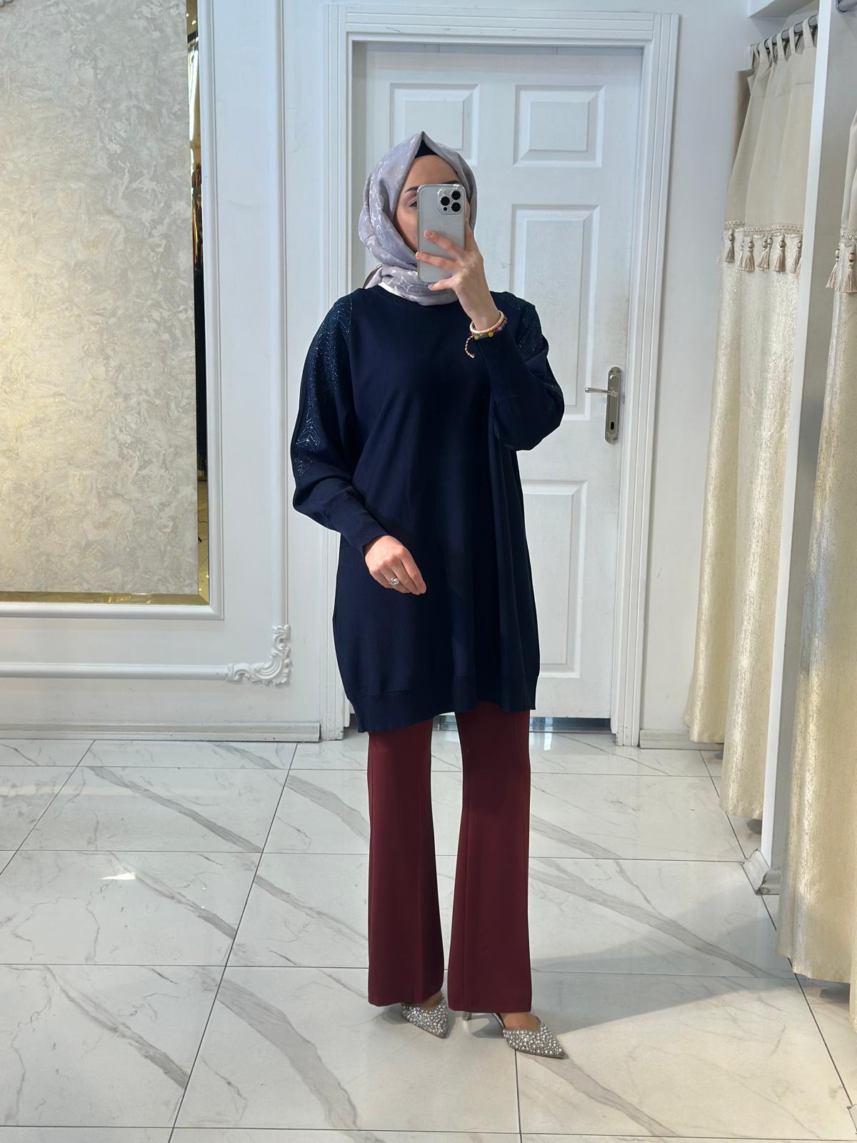 Omuz Taş Baskılı Rayon Tunik-Tac 21720