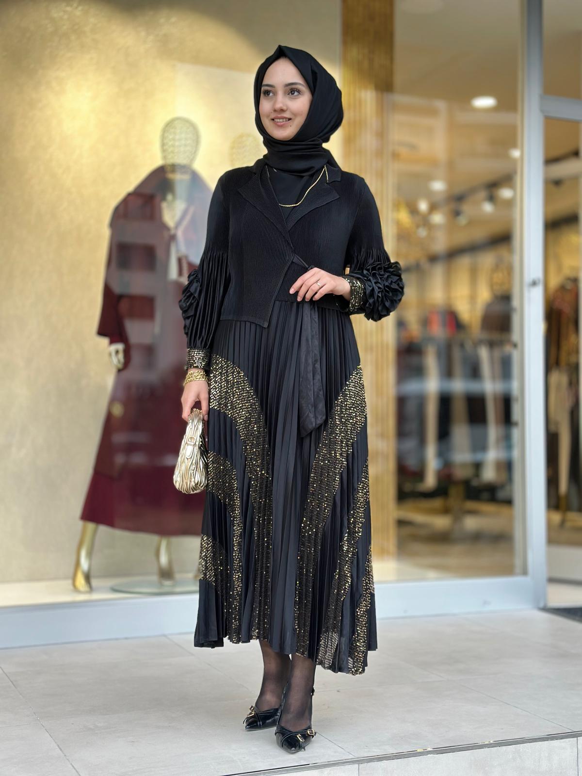 Pulpayetli İthal Elbise-Tac 85272