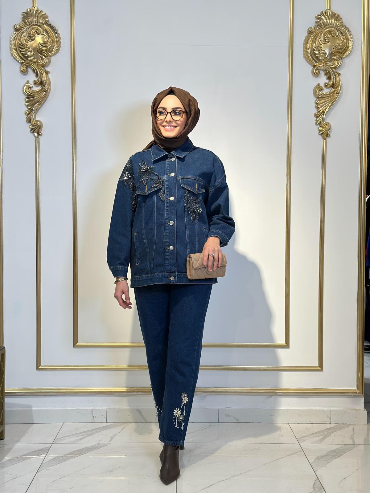 Taşlı Jean Ceket-Tac 7949