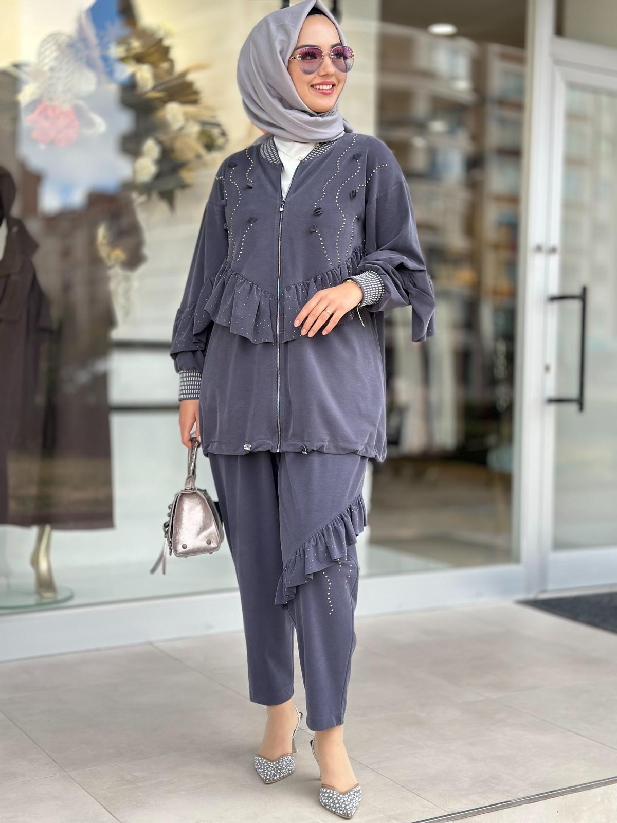 Fırfır Det. Şalvar Pant. Takım-Tac 8807 - İNDİGO