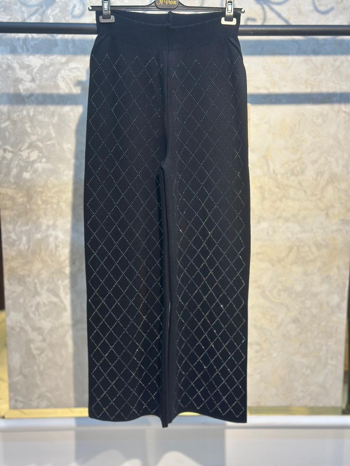 Triko Baklava Taşlı Pant-Tac 140251