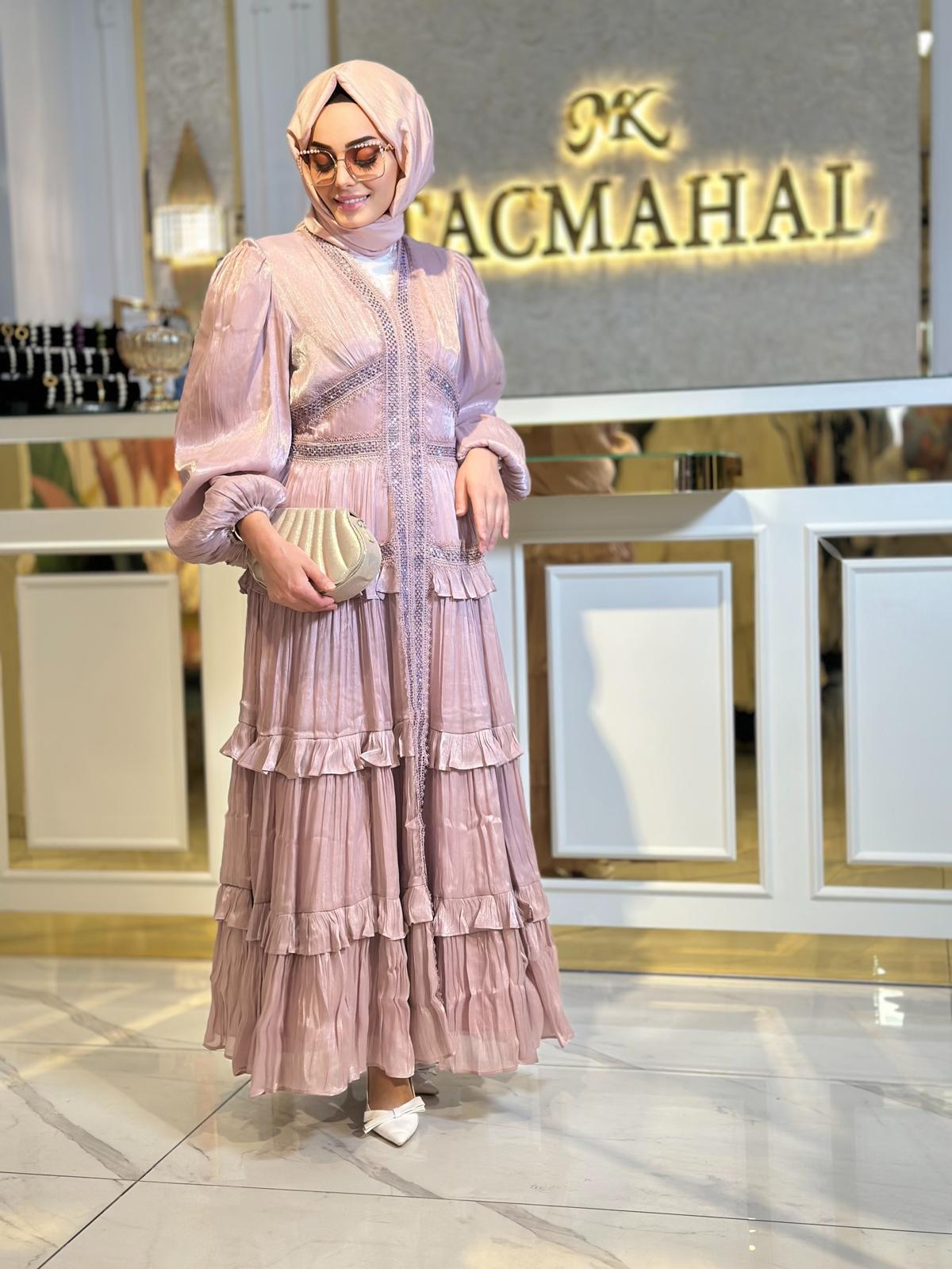 Taşlı Kat Kat Elbise-Tac 10002