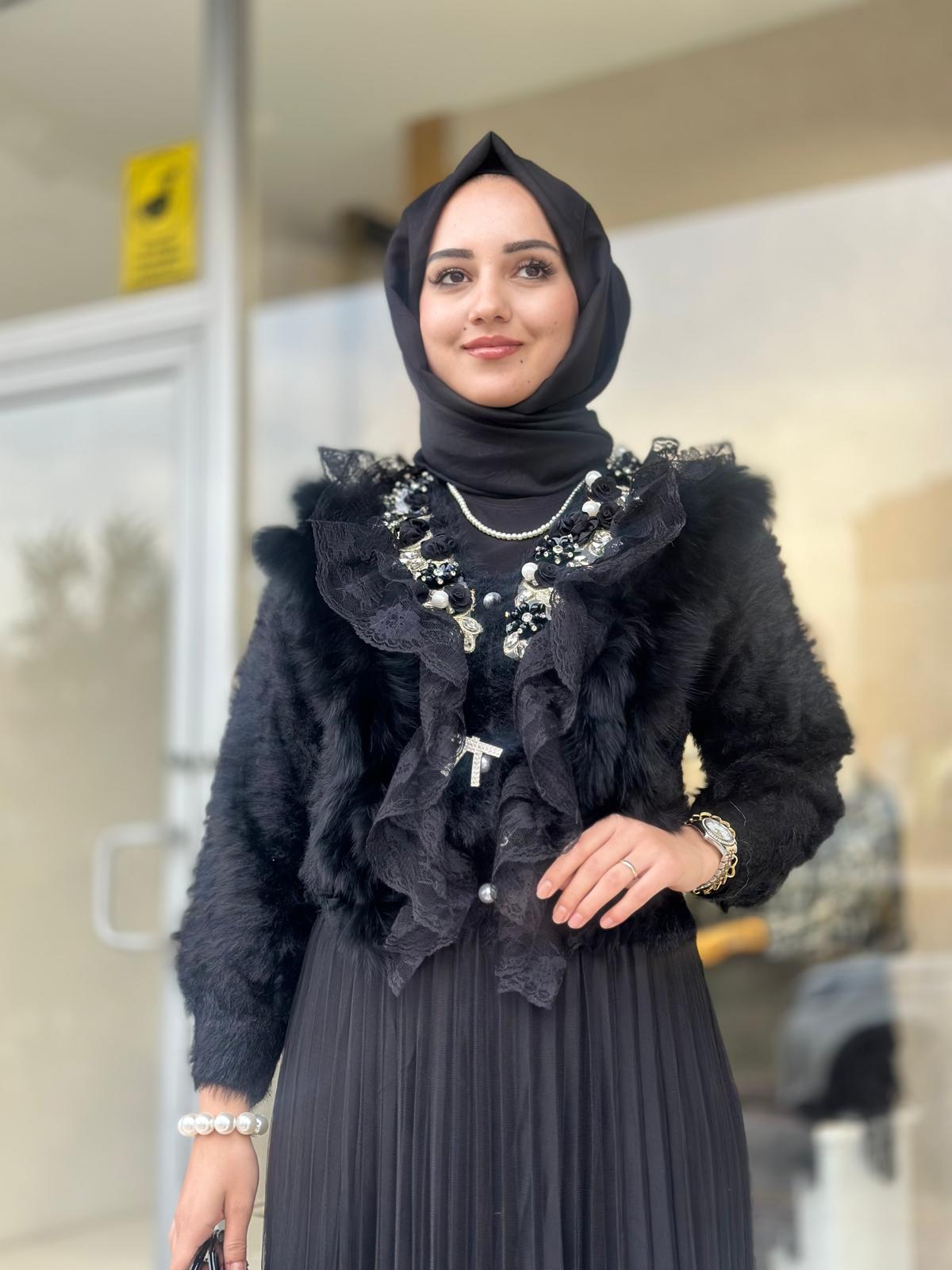 Güllü İncili Hırka-Tac 52941 - SİYAH