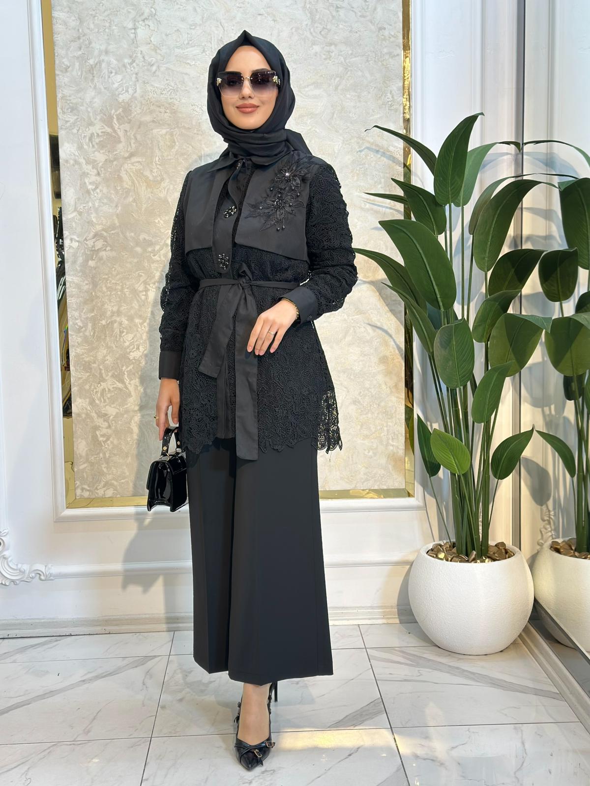 Dantelli Aksesuarlı Tunik-Tac 8718