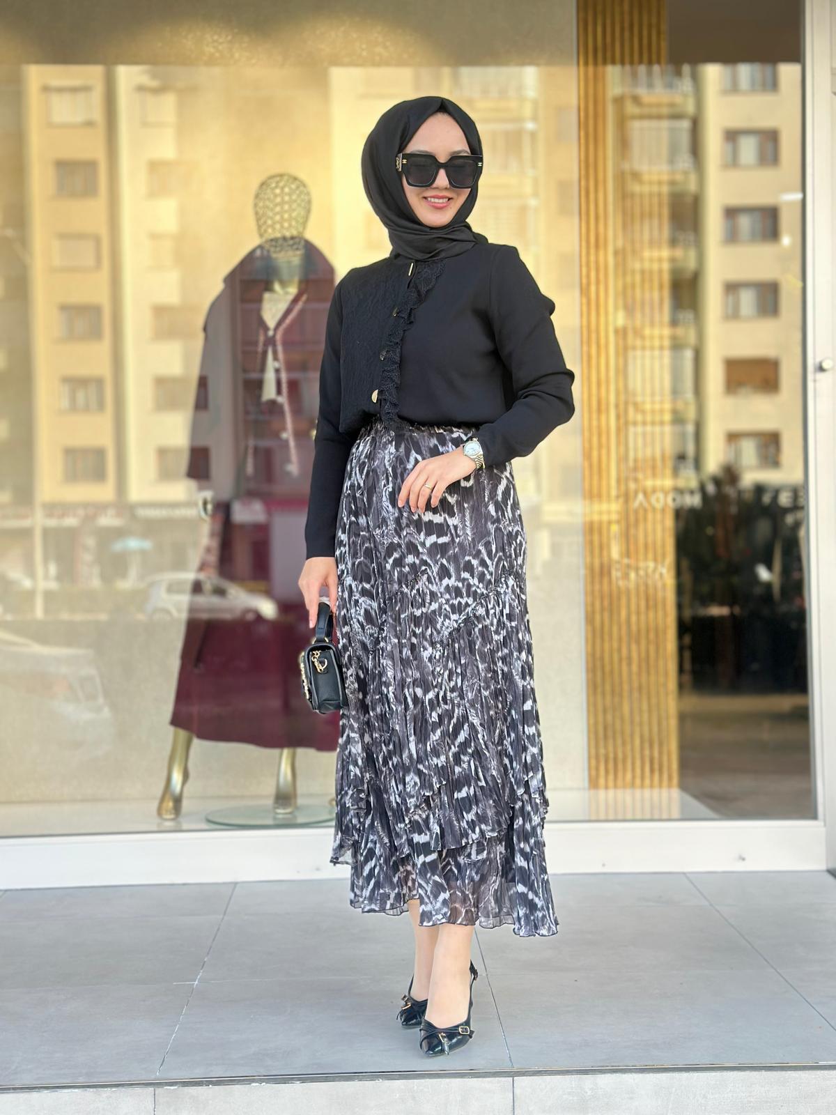 Leoapar Parçalı Kırıştırma Etek-Tac 5476