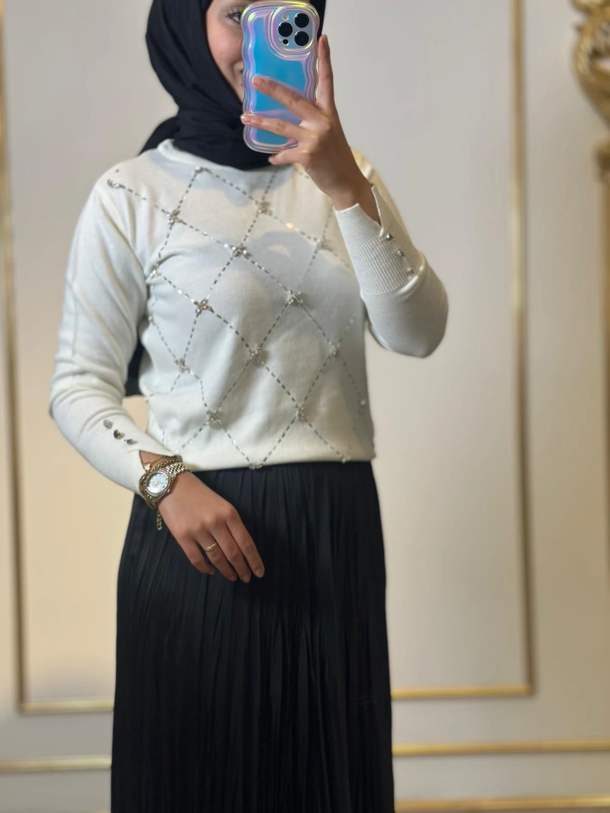 Kol Bilekleri Taş Det.Triko Kazak-Tac 17032