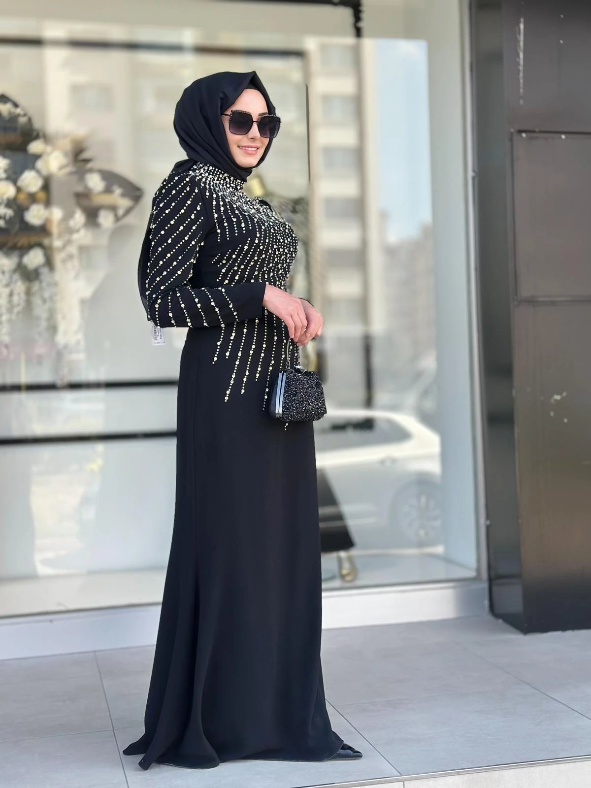 Üstü Ful Taşlı Abiye-Tac 4328