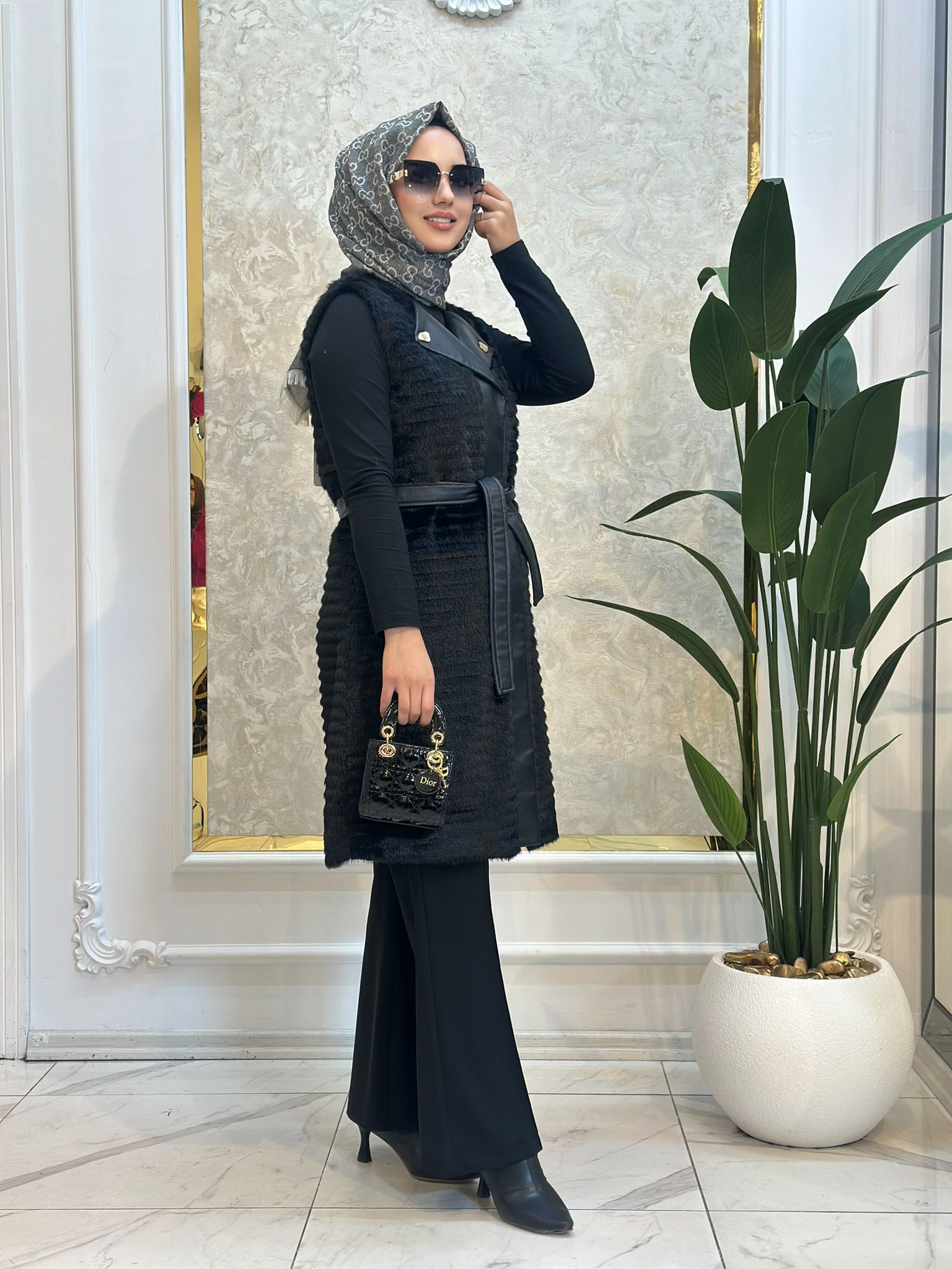 Angora Uzun Yelek-Tac 01522