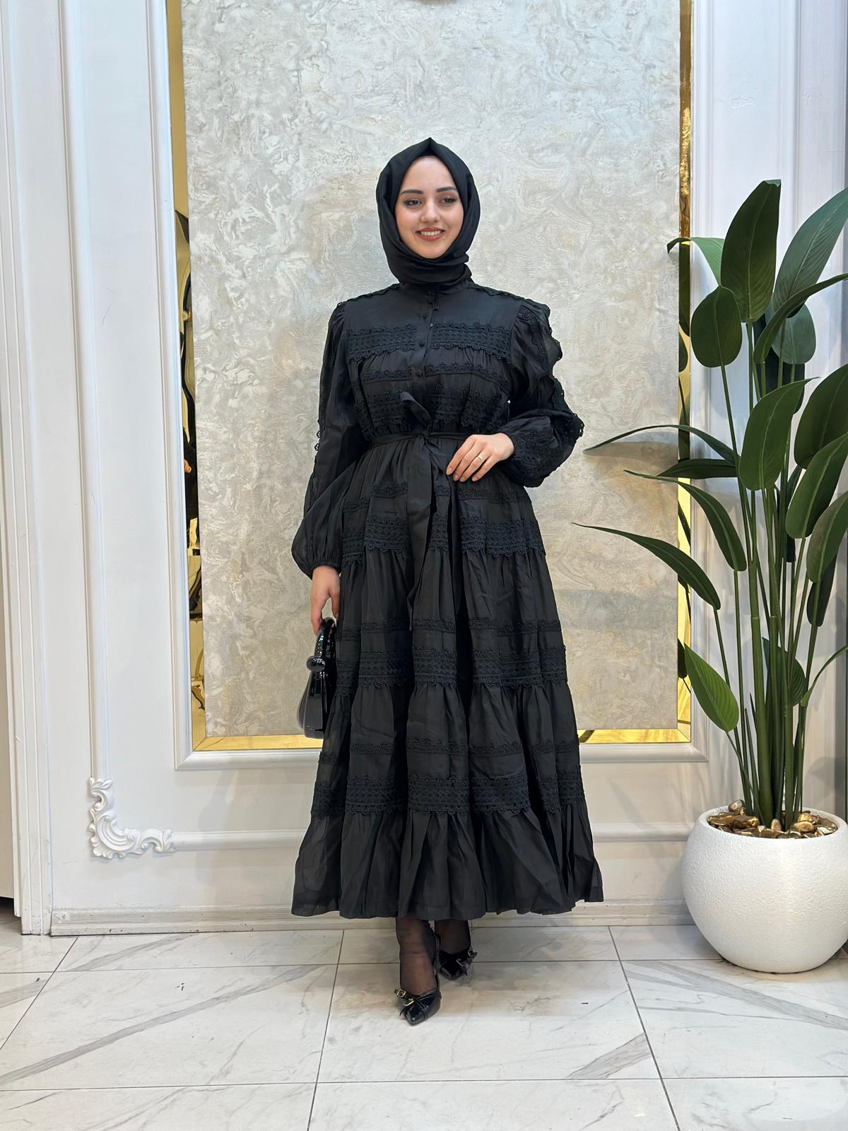 İthal Güpürlü Elbise-Tac 98320