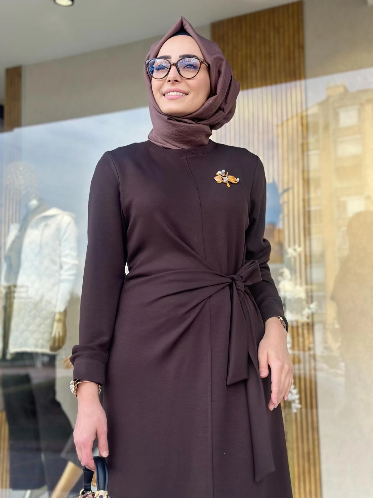 Drape Det. Elbise-Tac 13230