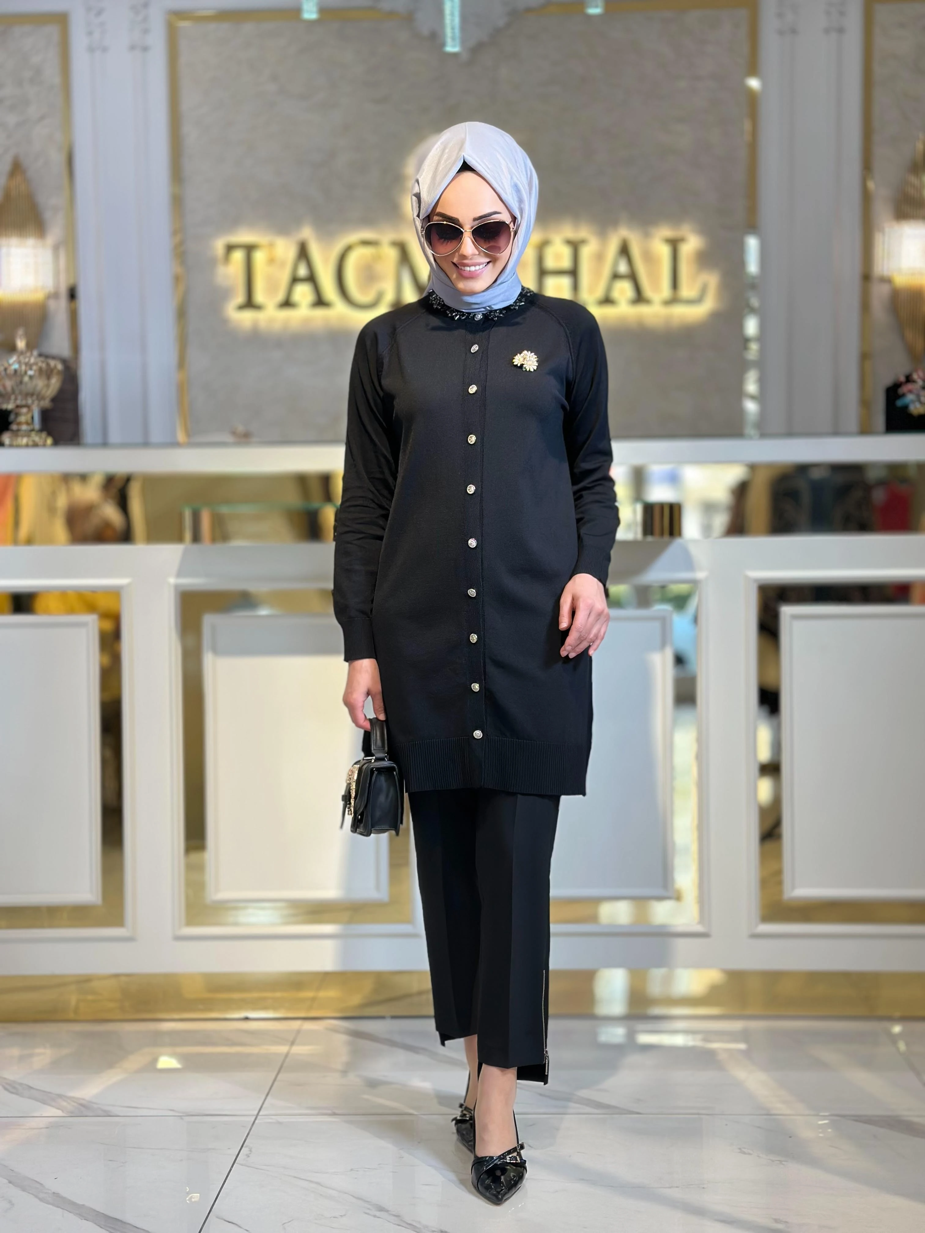 Nuss Taş Yakalı Hırka-Tac 300T