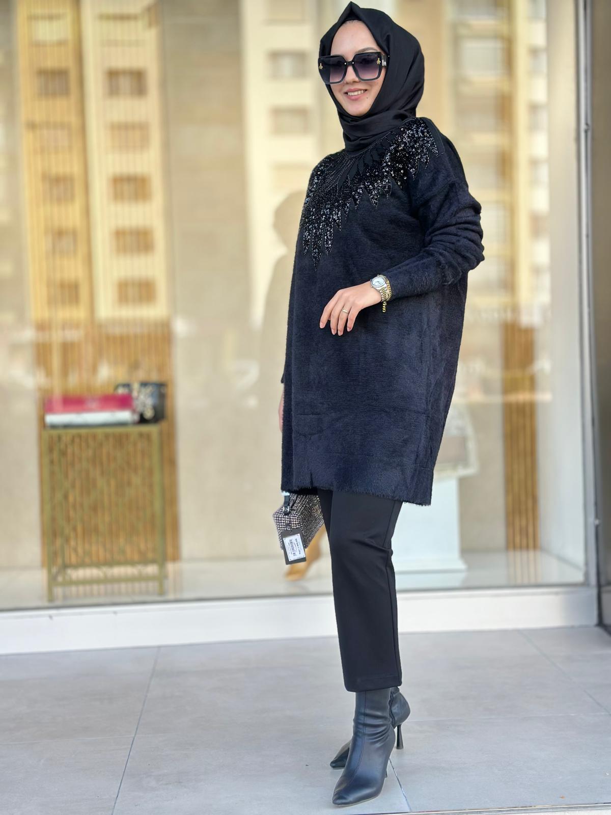 Boncuk Det.Angora Kazak-Tac 140384 - SİYAH