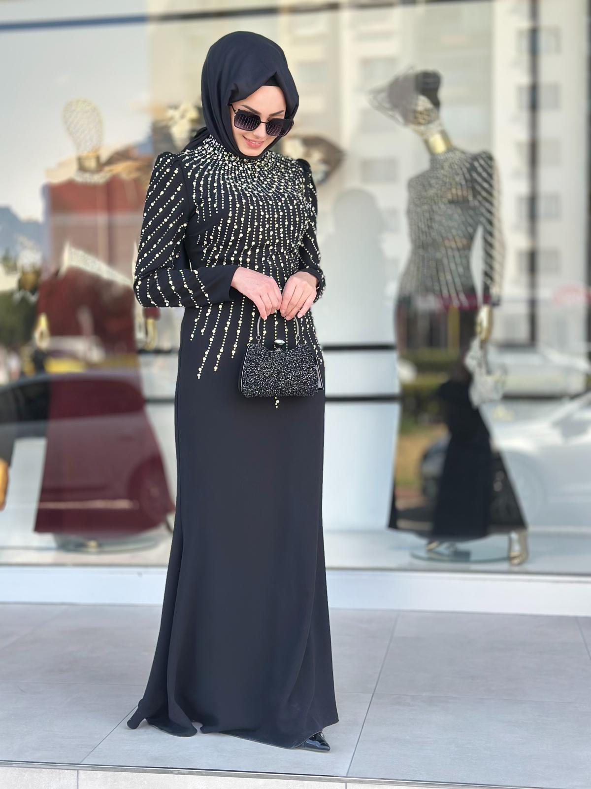 Üstü Ful Taşlı Abiye-Tac 4328