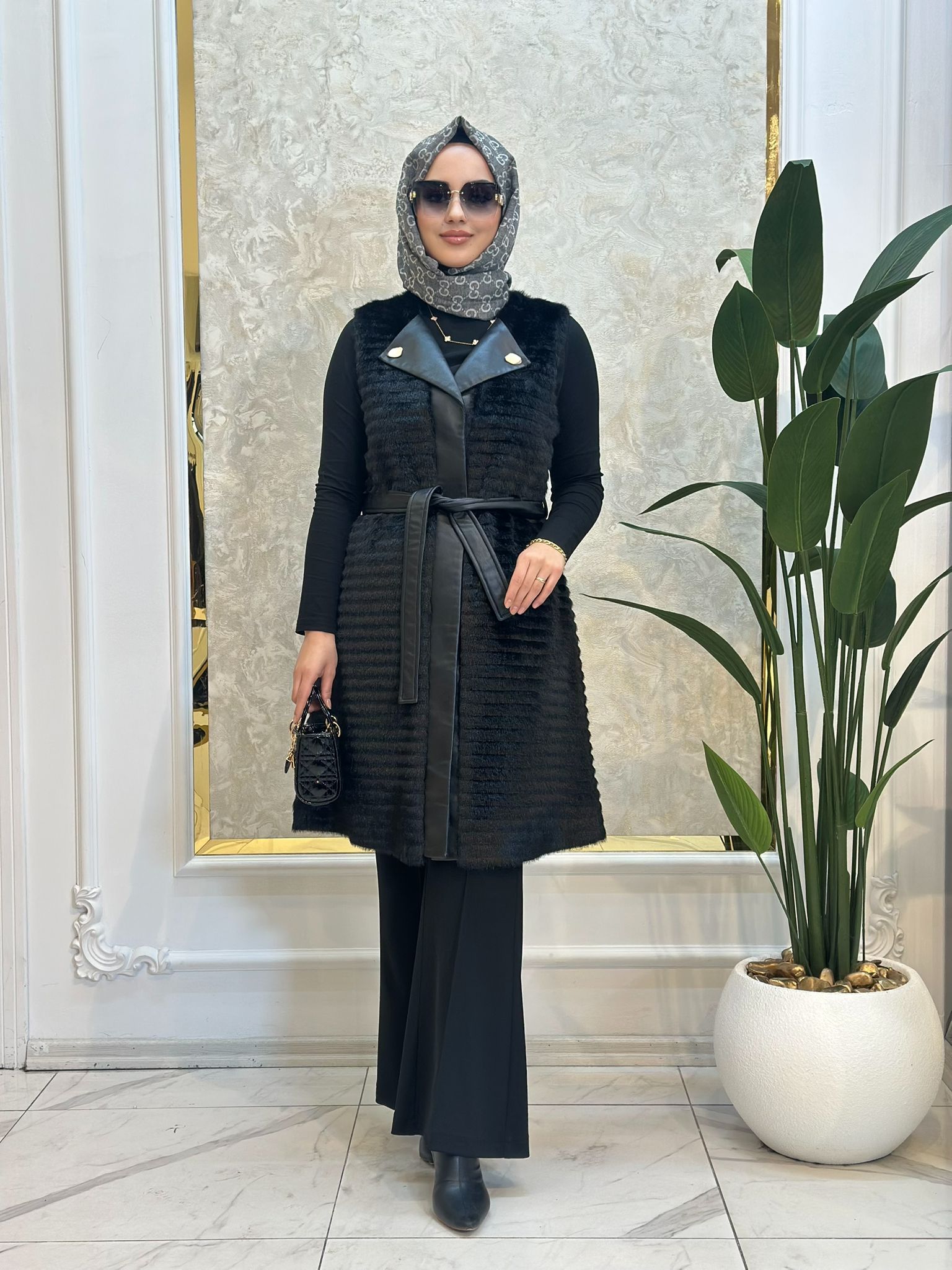 Angora Uzun Yelek-Tac 01522