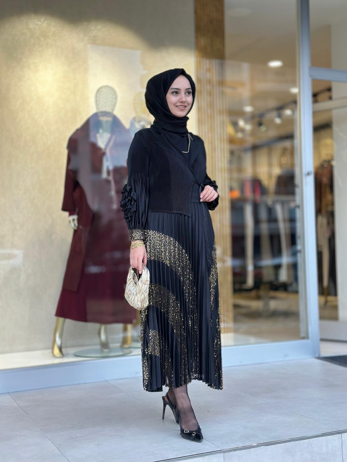 Pulpayetli İthal Elbise-Tac 85272