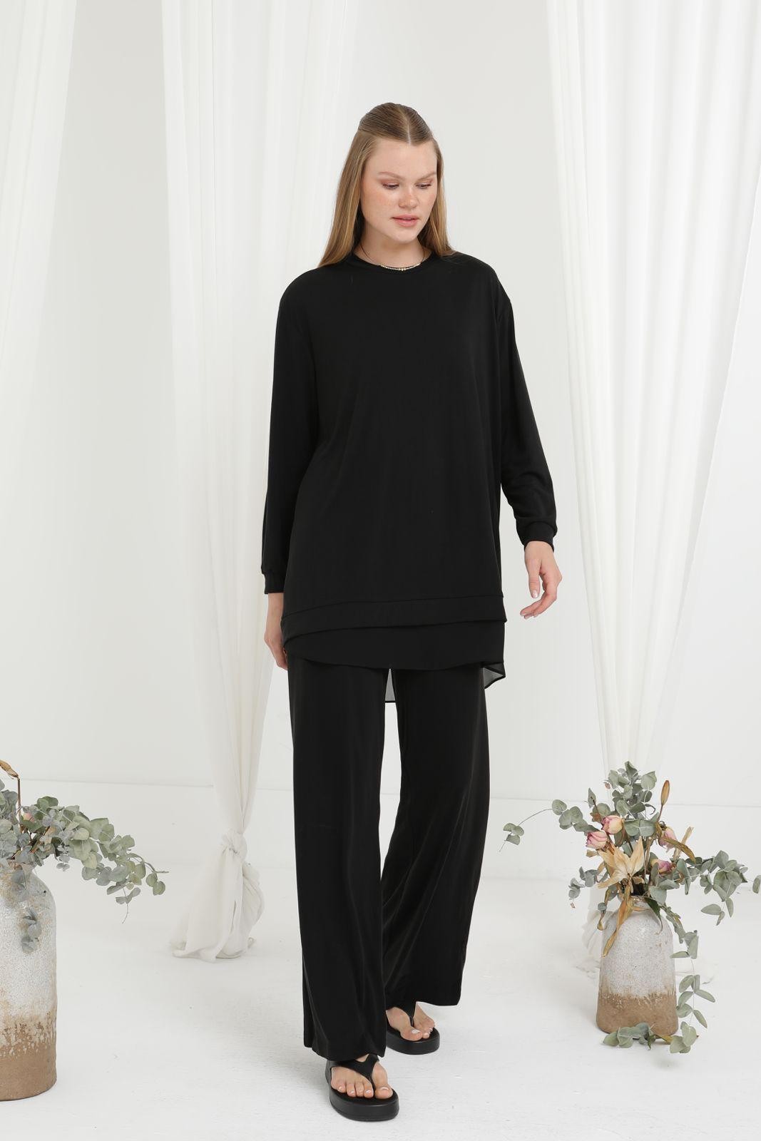 Modal Penye Pant.Takım-Tac 14352 - SİYAH