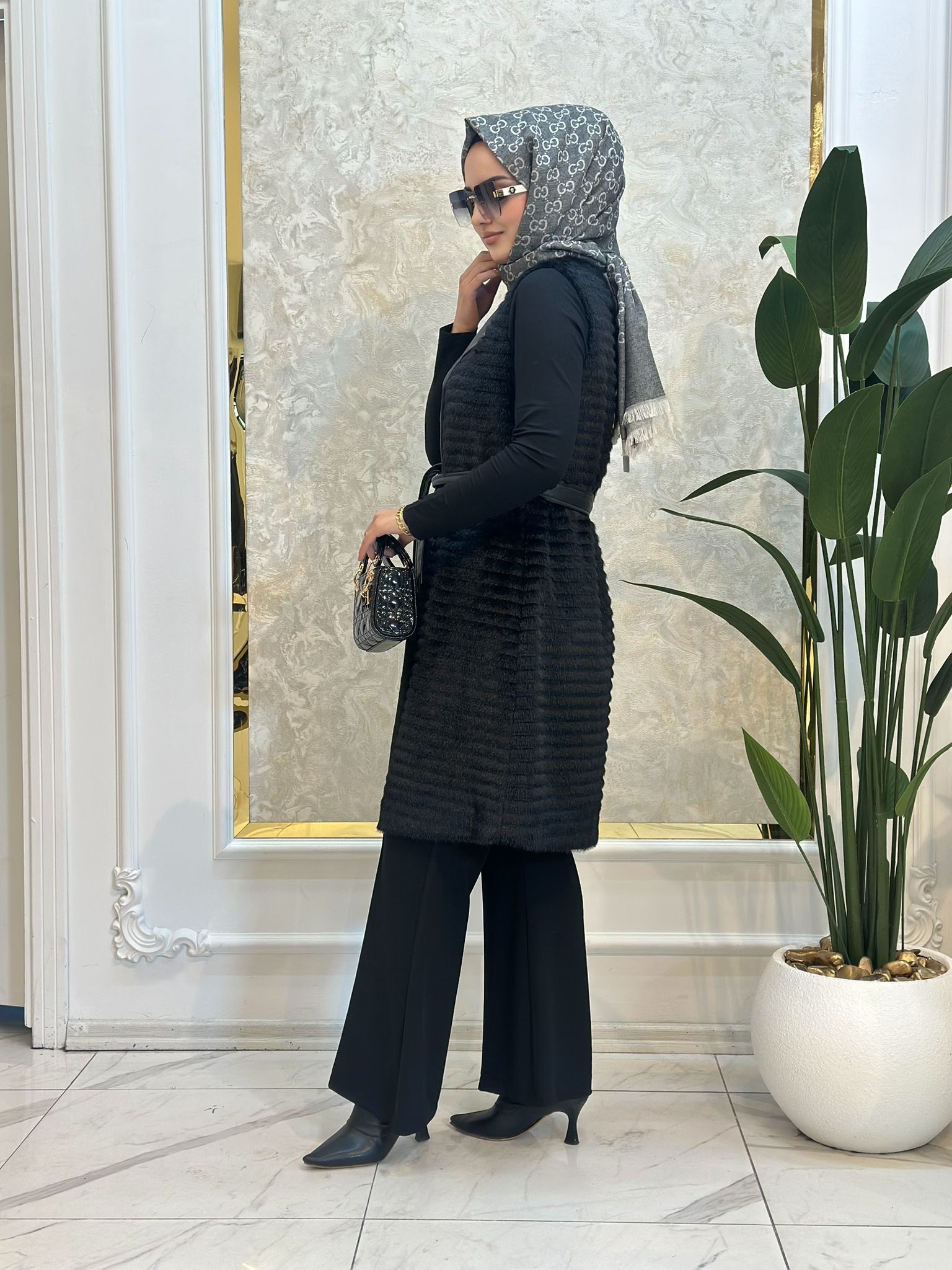 Angora Uzun Yelek-Tac 01522